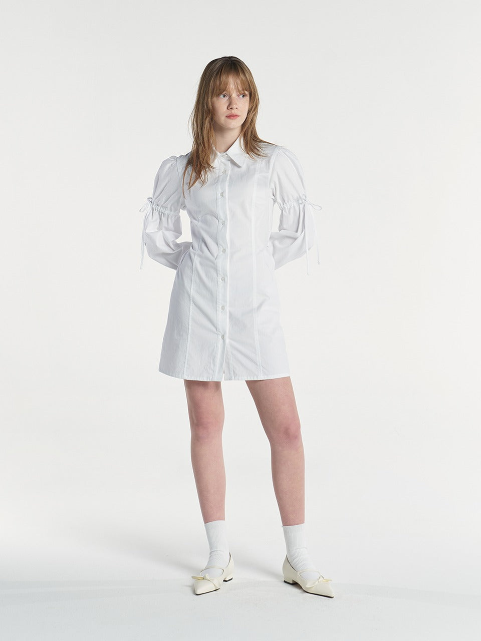 Margarin Fingers - Puff Shirt One Piece (White) product image 1 | TRAB K-Fashion Australia