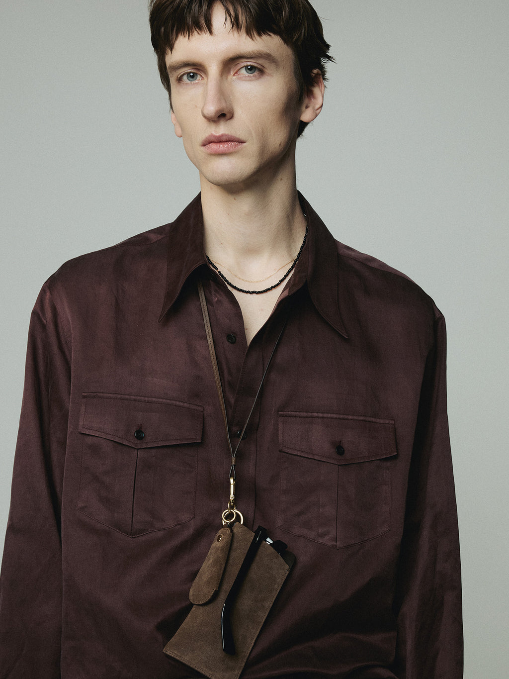 Tonywack - Silk Cotton Double Pocket Shirt (Vintage Maroon) product image 8 | TRAB K-Fashion Australia