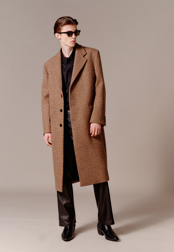 Tonywack - Single Breasted Tailored Coat (Brown/Beige/Black Houndtooth) product image 3 | TRAB K-Fashion Australia