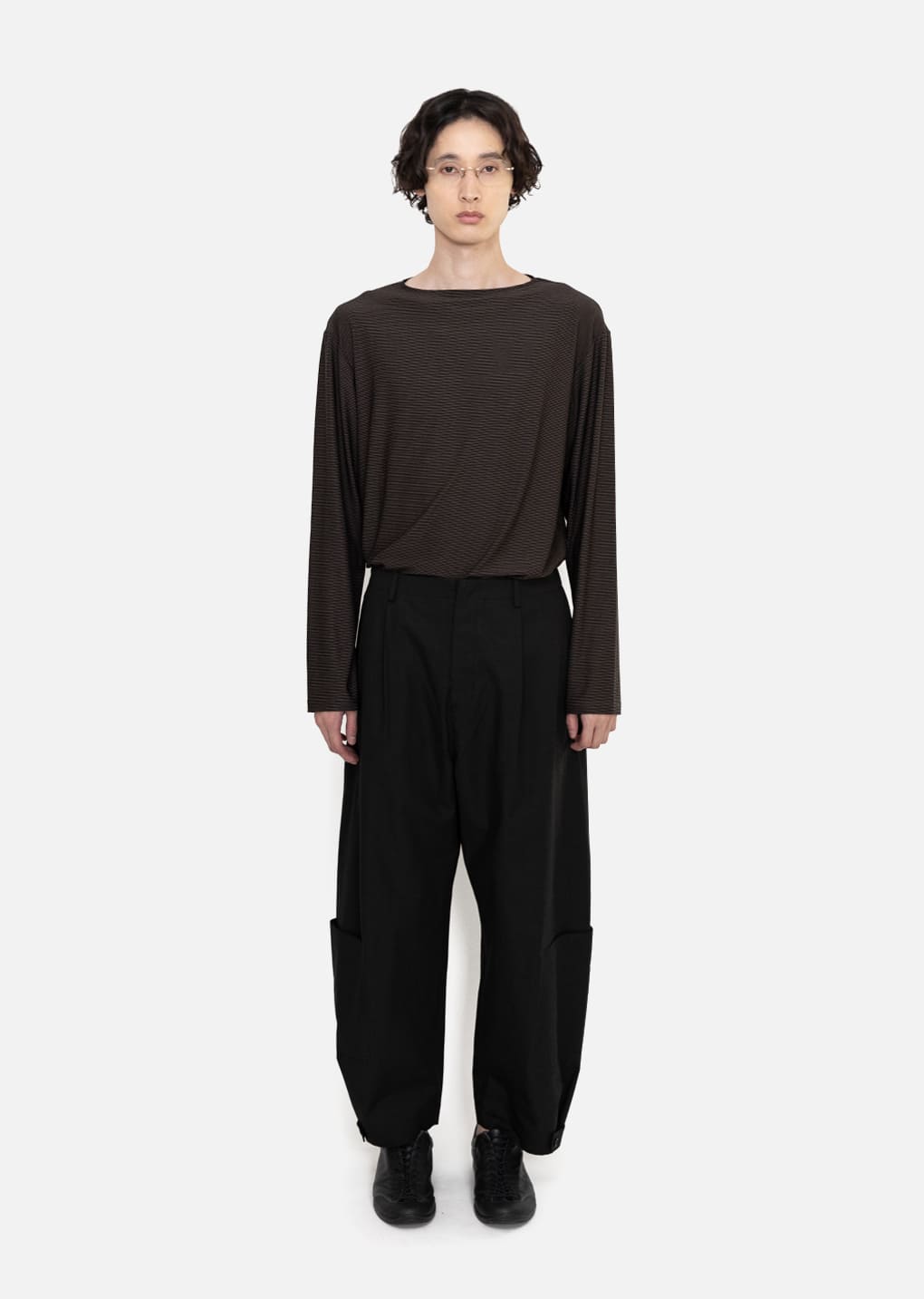 Amomento - Stripe Boat Neck Long Sleeve (Dark Brown) product image 2 | TRAB K-Fashion Australia