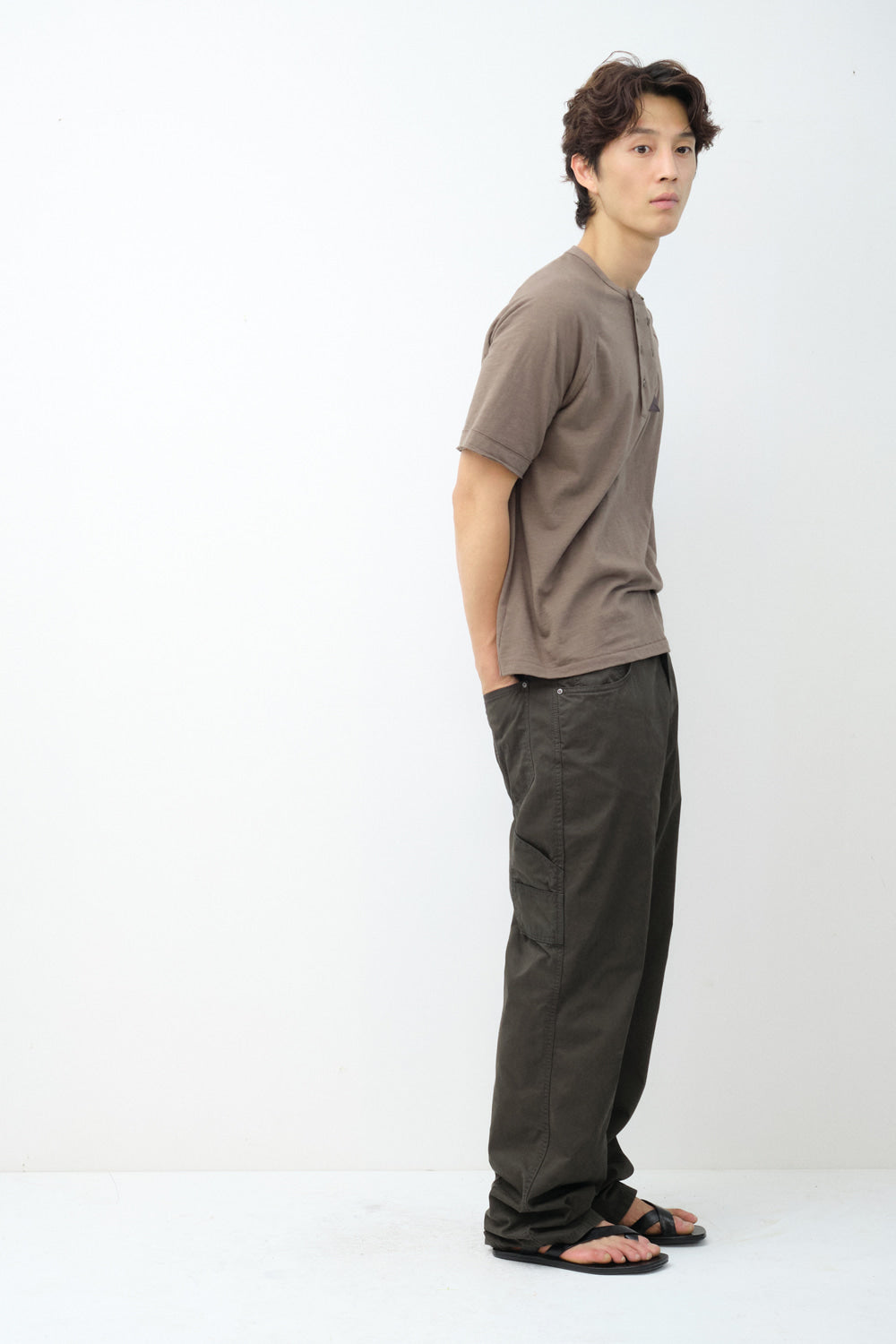 Hatchingroom - Double Breasted Tee Slub (Mud Brown) product image 4 | TRAB K-Fashion Australia