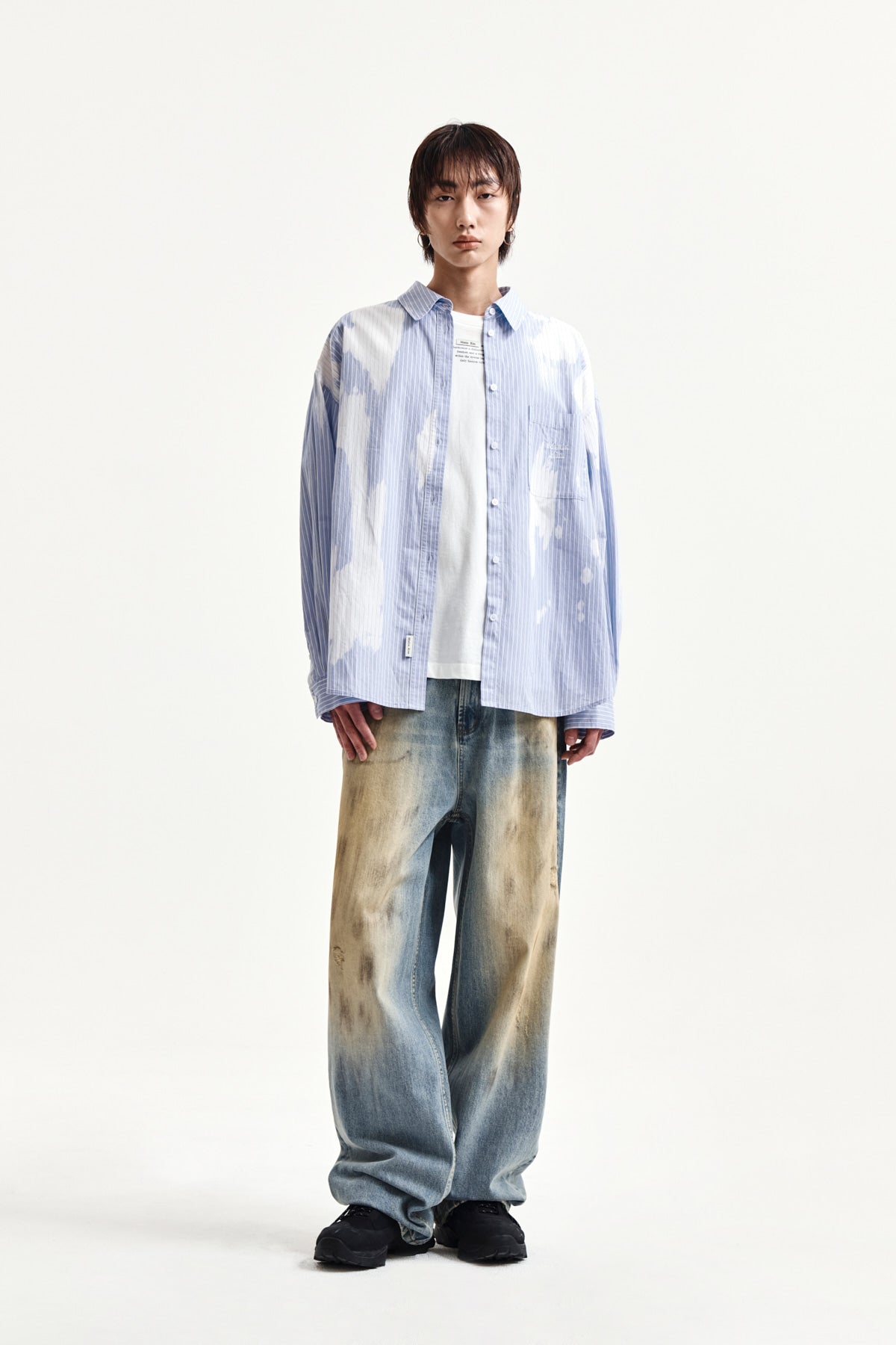 Matin Kim - Embroidery Small Logo Shirt (Light Blue) product image 13 | TRAB K-Fashion Australia