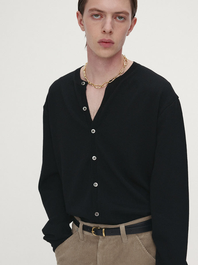 Tonywack - Super Fine Wool Crew-Neck Cardigan (Black) product image 6 | TRAB K-Fashion Australia