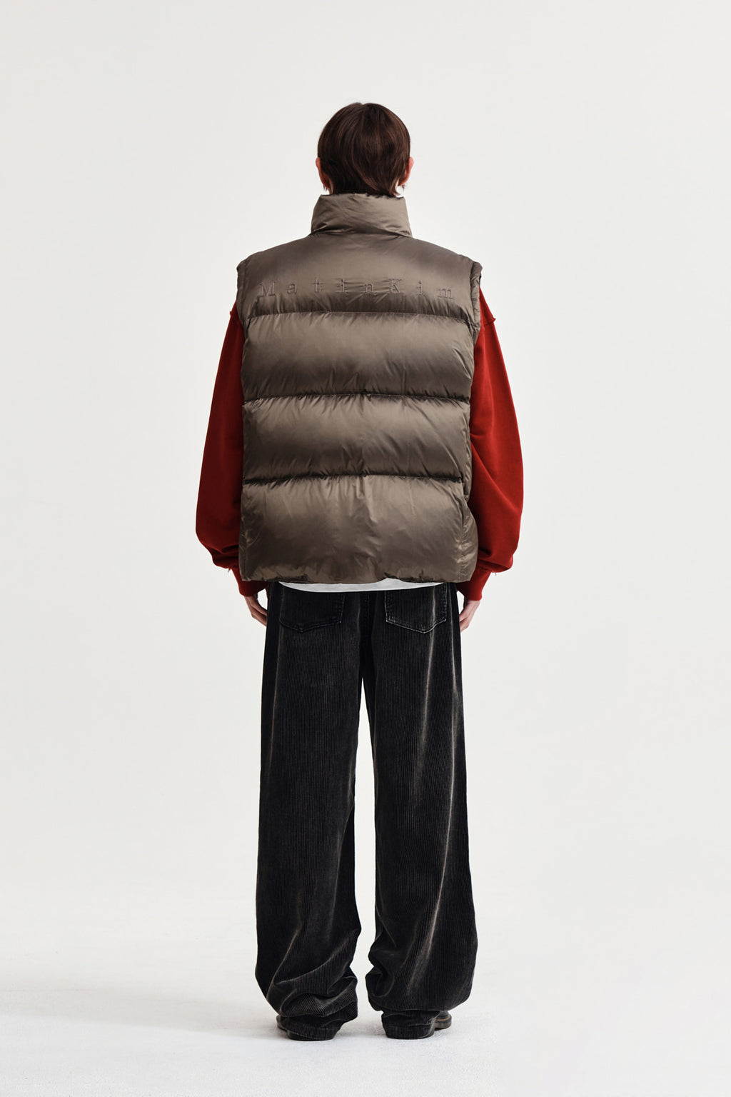 Matin Kim - Unbalance Quilted Down Vest (Khaki Brown) product image 7 | TRAB K-Fashion Australia