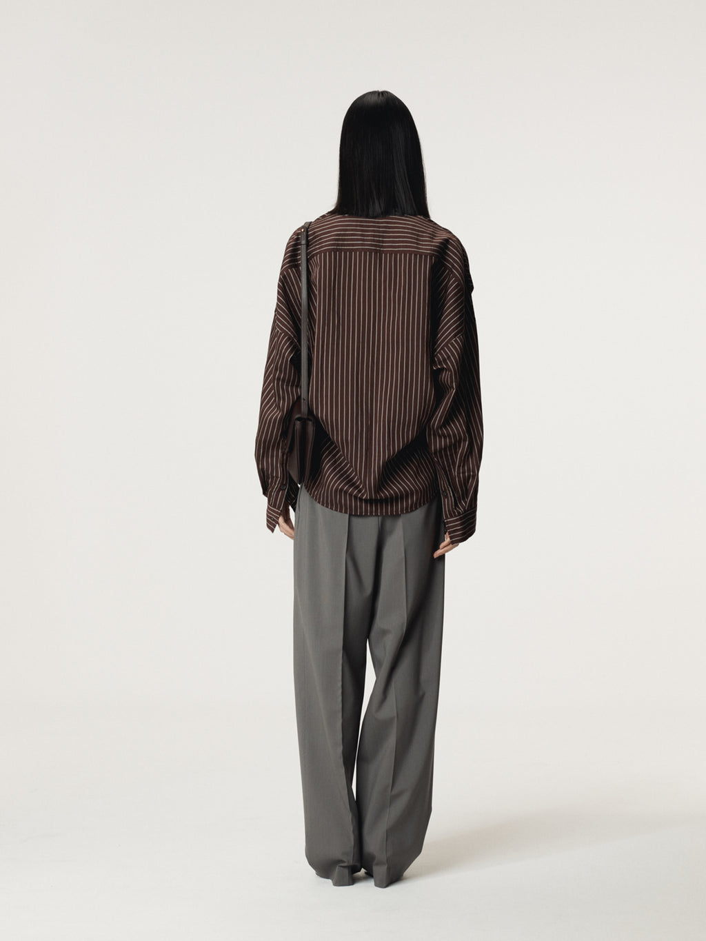 Recto - Double Layer Stripe Shirt (Red Brown) product image 3 | TRAB K-Fashion Australia