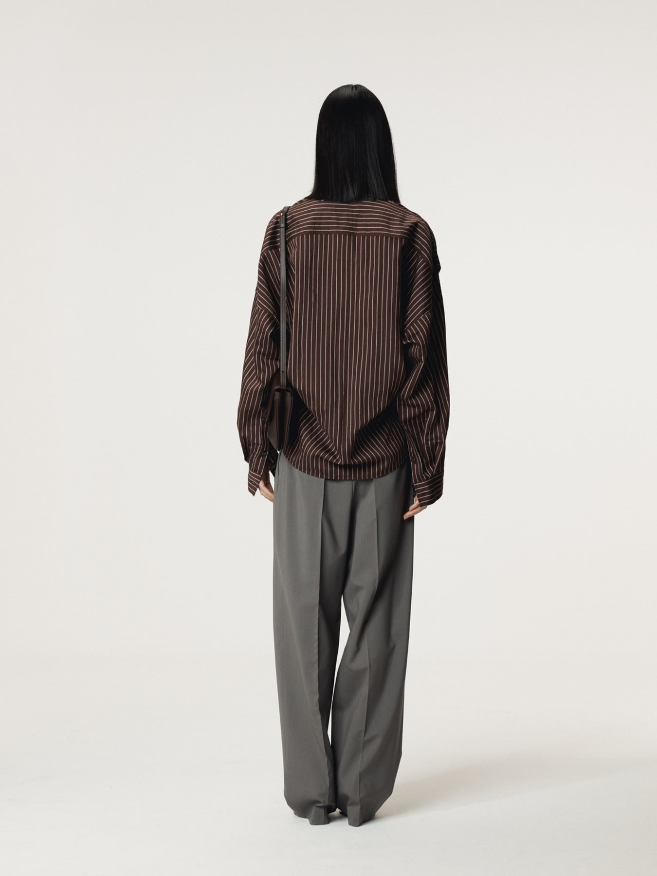 Recto - Double Layer Stripe Shirt (Red Brown) product image 3 | TRAB K-Fashion Australia