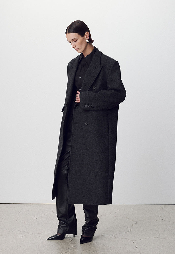 Tonywack - Herringbone Wool Double-Breasted Coat (Dark Herringbone) product image 3 | TRAB K-Fashion Australia