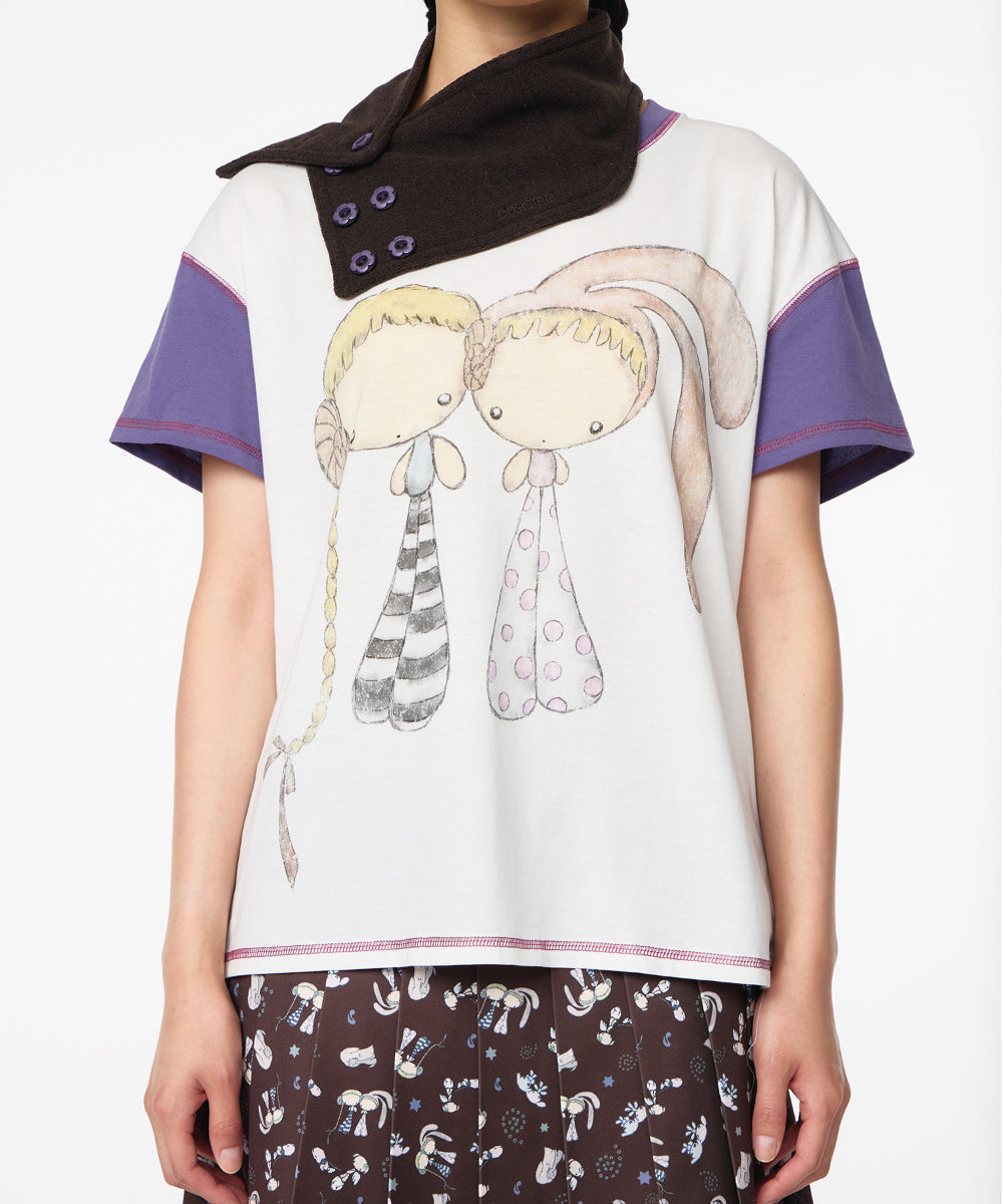 Coyseio - Color Block Graphic T-Shirt (White) product image 3 | TRAB K-Fashion Australia