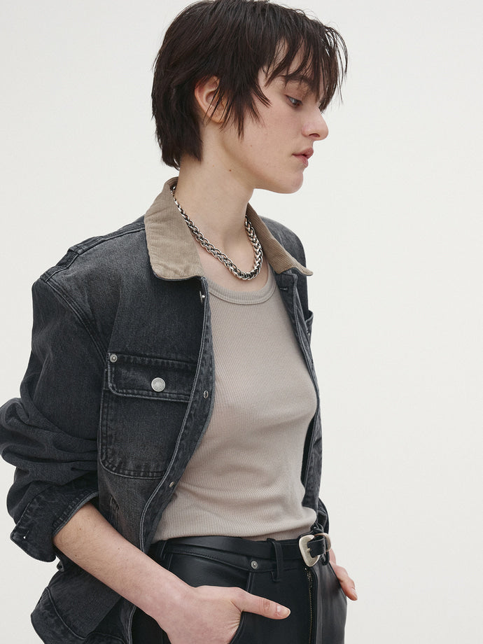 Tonywack - Corduroy Collar Denim Work Jacket (Washed Grey) product image 5 | TRAB K-Fashion Australia