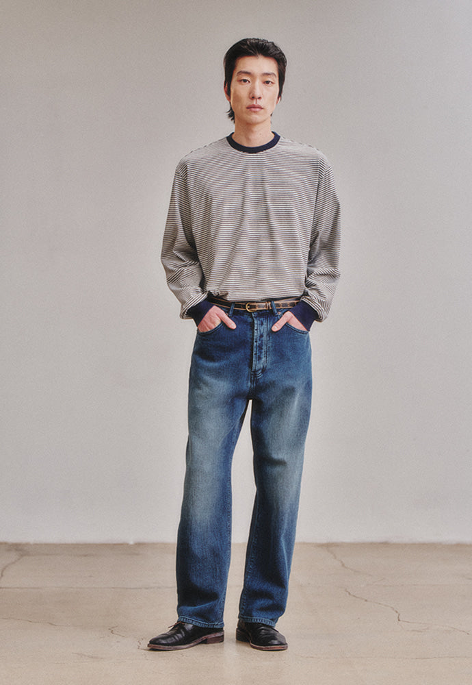 Art if acts - Washed Stripe Long Sleeve (Navy) product image 2 | TRAB K-Fashion Australia