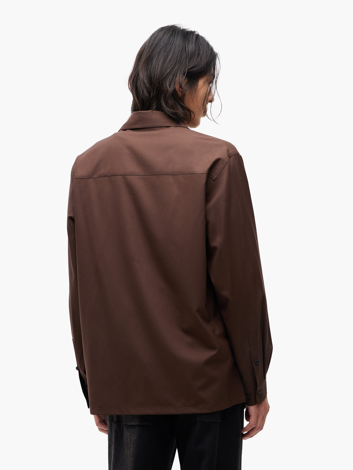 Jiyong Kim - Super Fine Wool Front Pocket Shirt (Brown) product image 5 | TRAB K-Fashion Australia