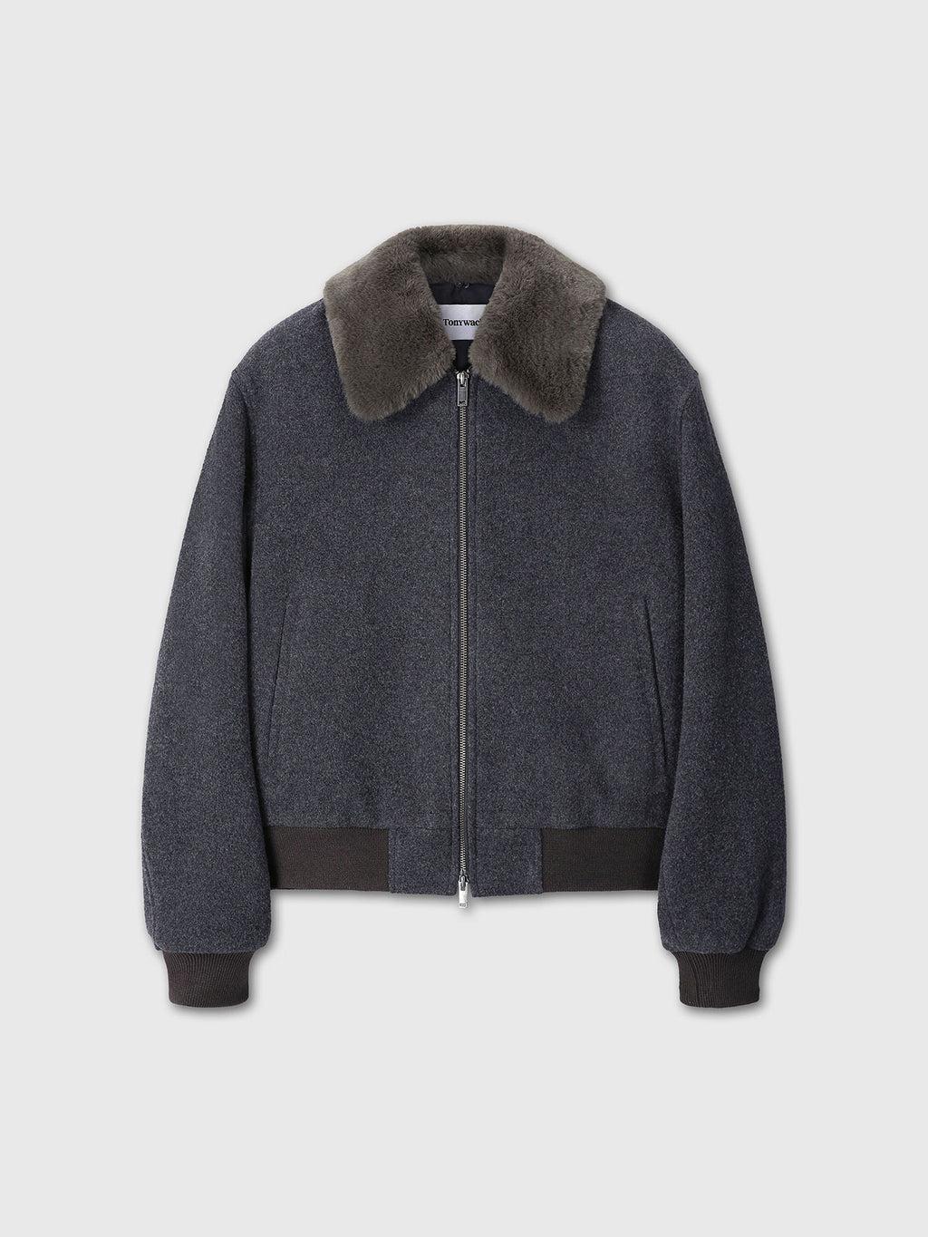 Tonywack - Brushed Wool Flannel Shearling Blouson (Charcoal Anthracite) product image 11 | TRAB K-Fashion Australia
