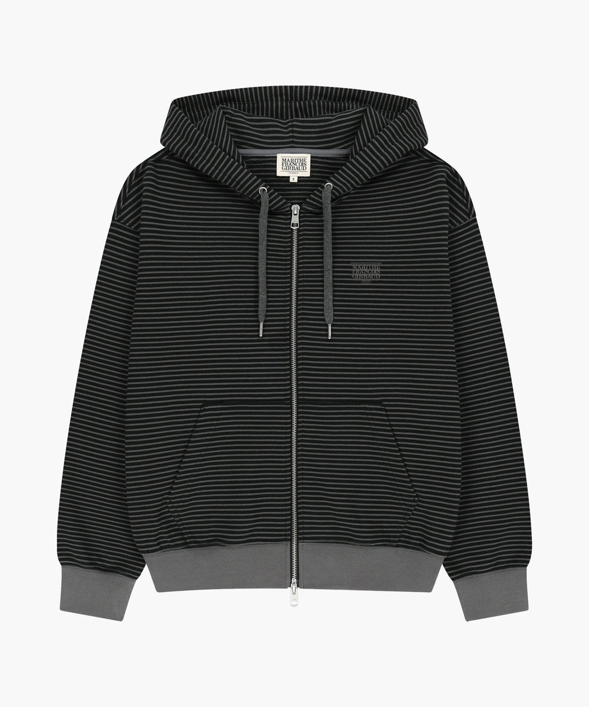 Marithe & Francois Girbaud - Small Classic Logo Stripe Oversized Hoodie Zipup (Charcoal) product image 6 | TRAB K-Fashion Australia