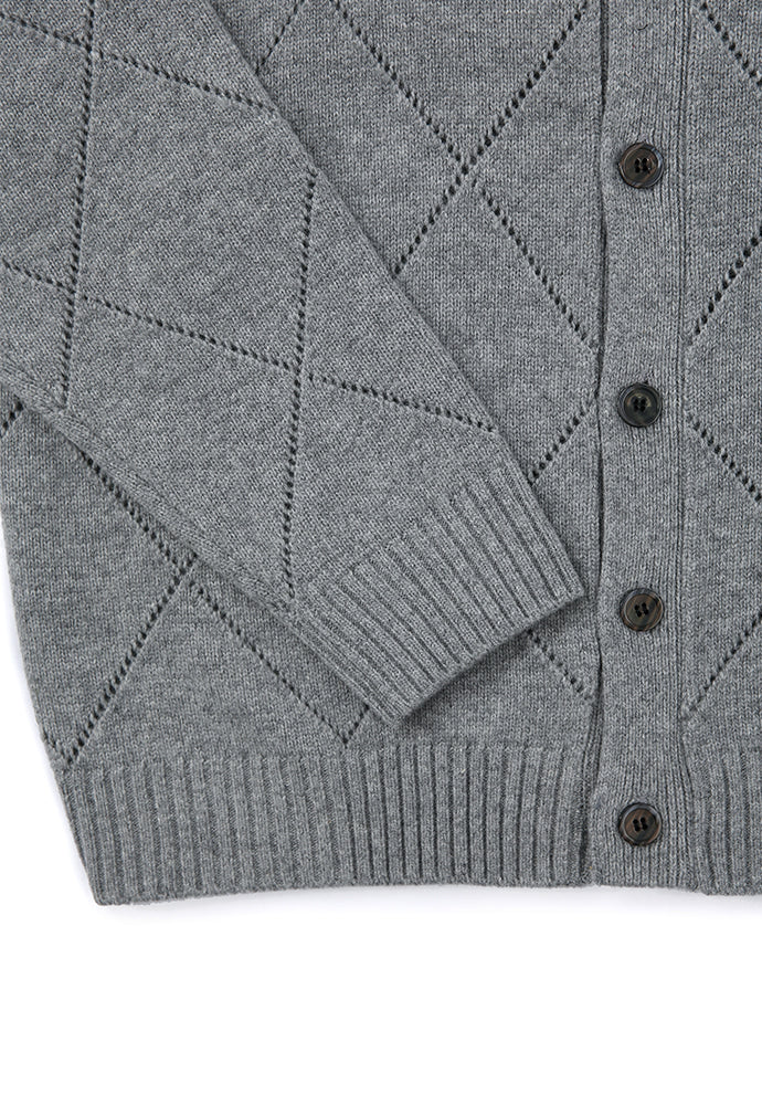 Tonywack - Slashed Argyle Cashmere Cardigan (Grey) product image 10 | TRAB K-Fashion Australia