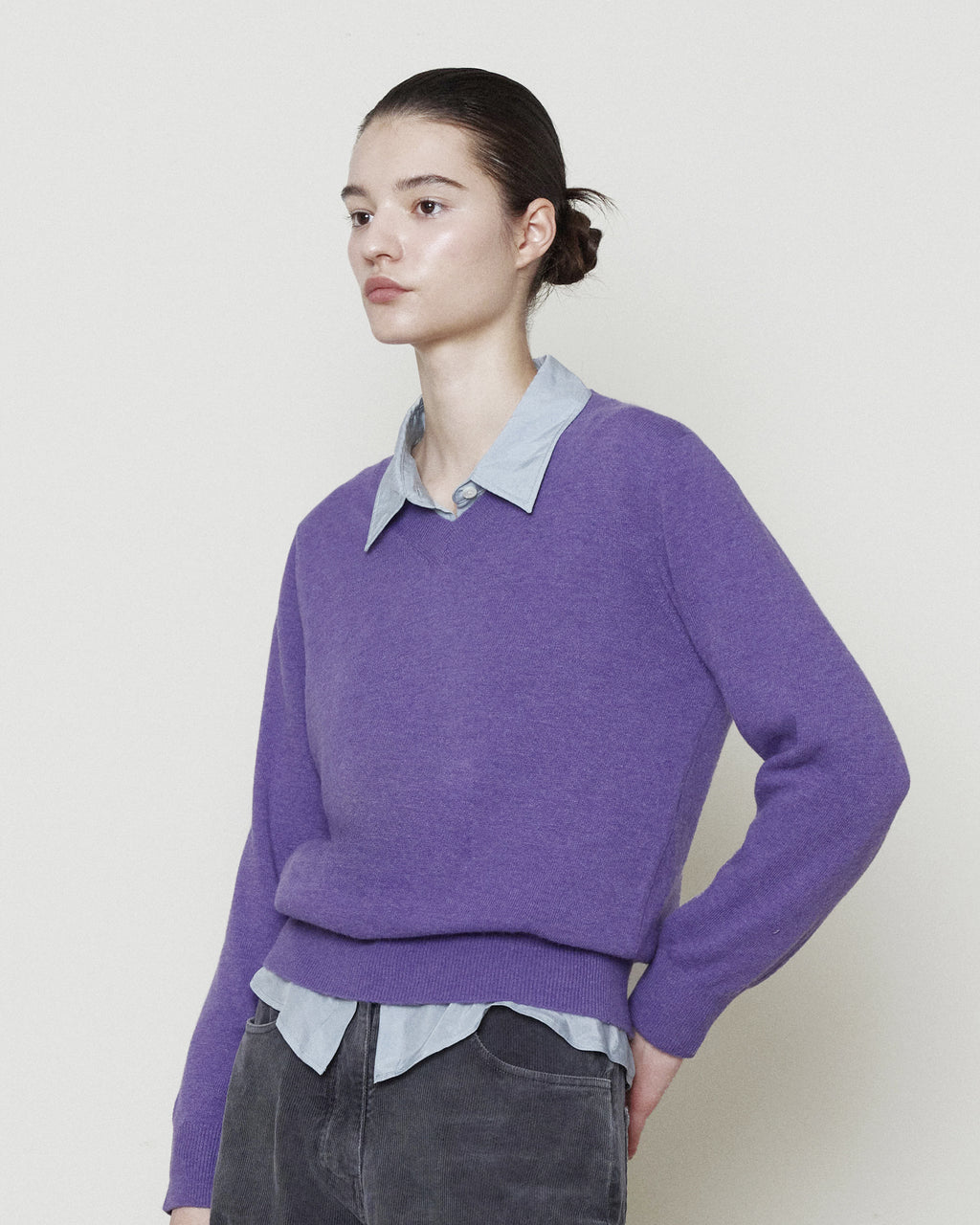 Brownyard - Extra Super Fine V Neck Knit (Purple) product image 2 | TRAB K-Fashion Australia