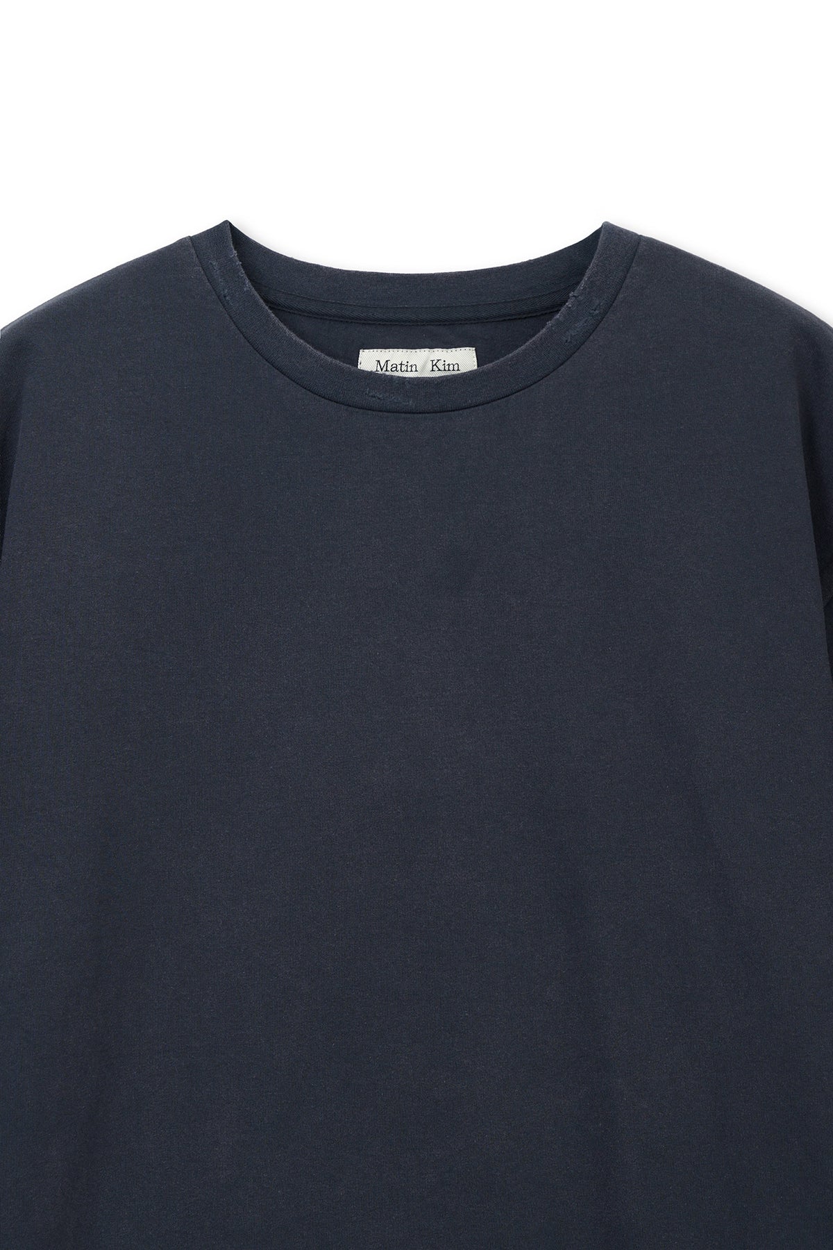 Matin Kim - Raw Cut Graffiti Logo Top (Navy) product image 3 | TRAB K-Fashion Australia