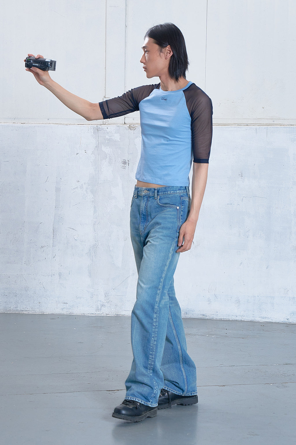 Deinet - Mesh Contrast Raglan Half Sleeve (Blue) product image 4 | TRAB K-Fashion Australia
