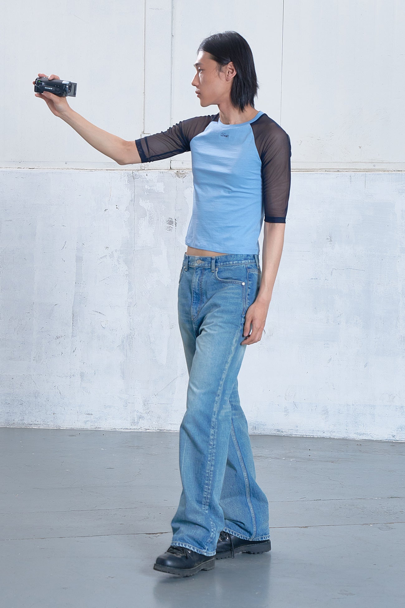 Deinet - Mesh Contrast Raglan Half Sleeve (Blue) product image 4 | TRAB K-Fashion Australia