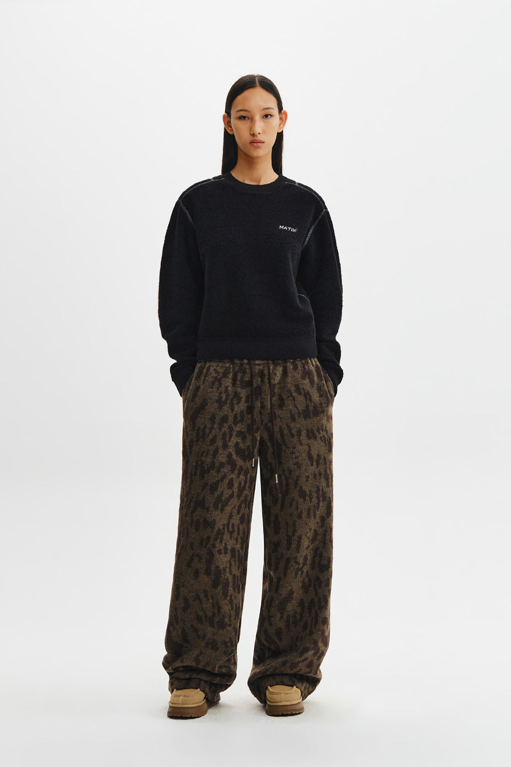 Matin Kim - Boucle Texture Knit Pullover (Black) product image 9 | TRAB K-Fashion Australia