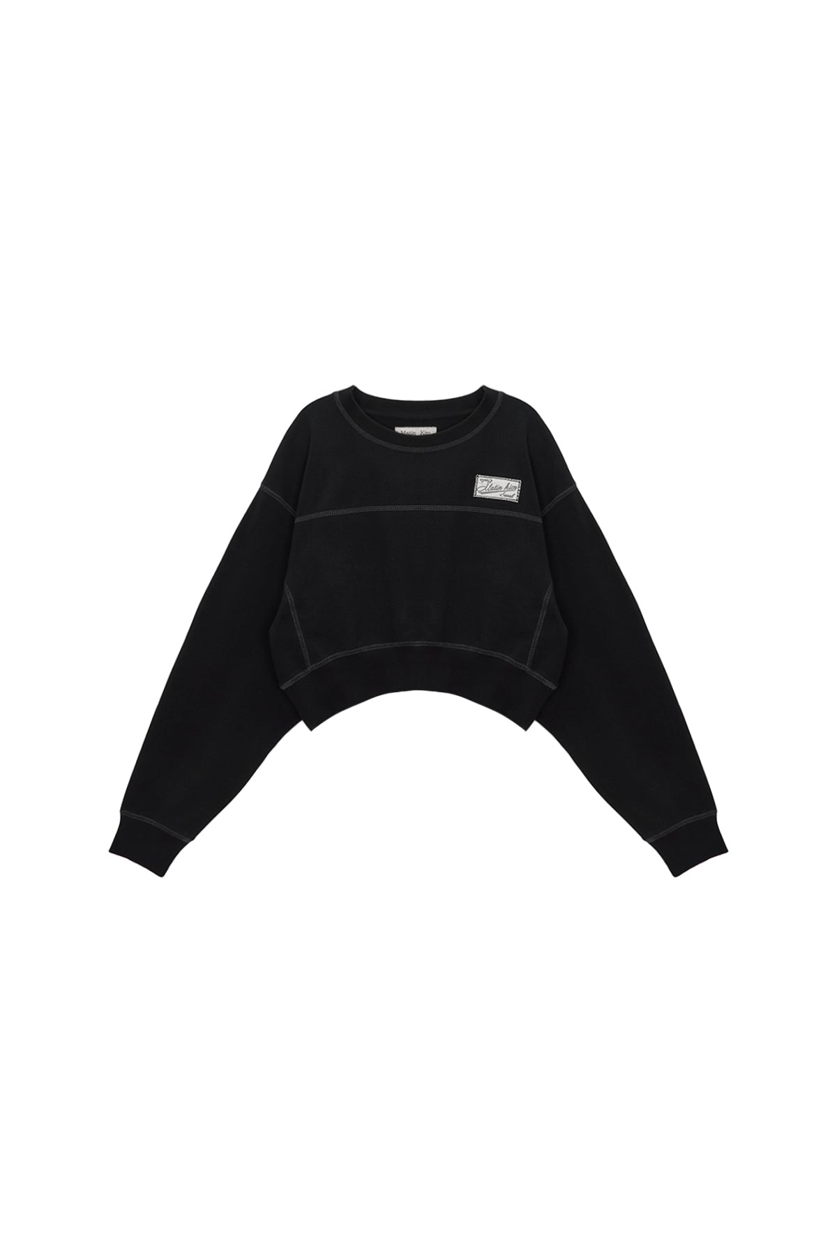 Matin Kim - Stitch Label Crop Sweatshirt (Smoke Blue) product image 8 | TRAB K-Fashion Australia