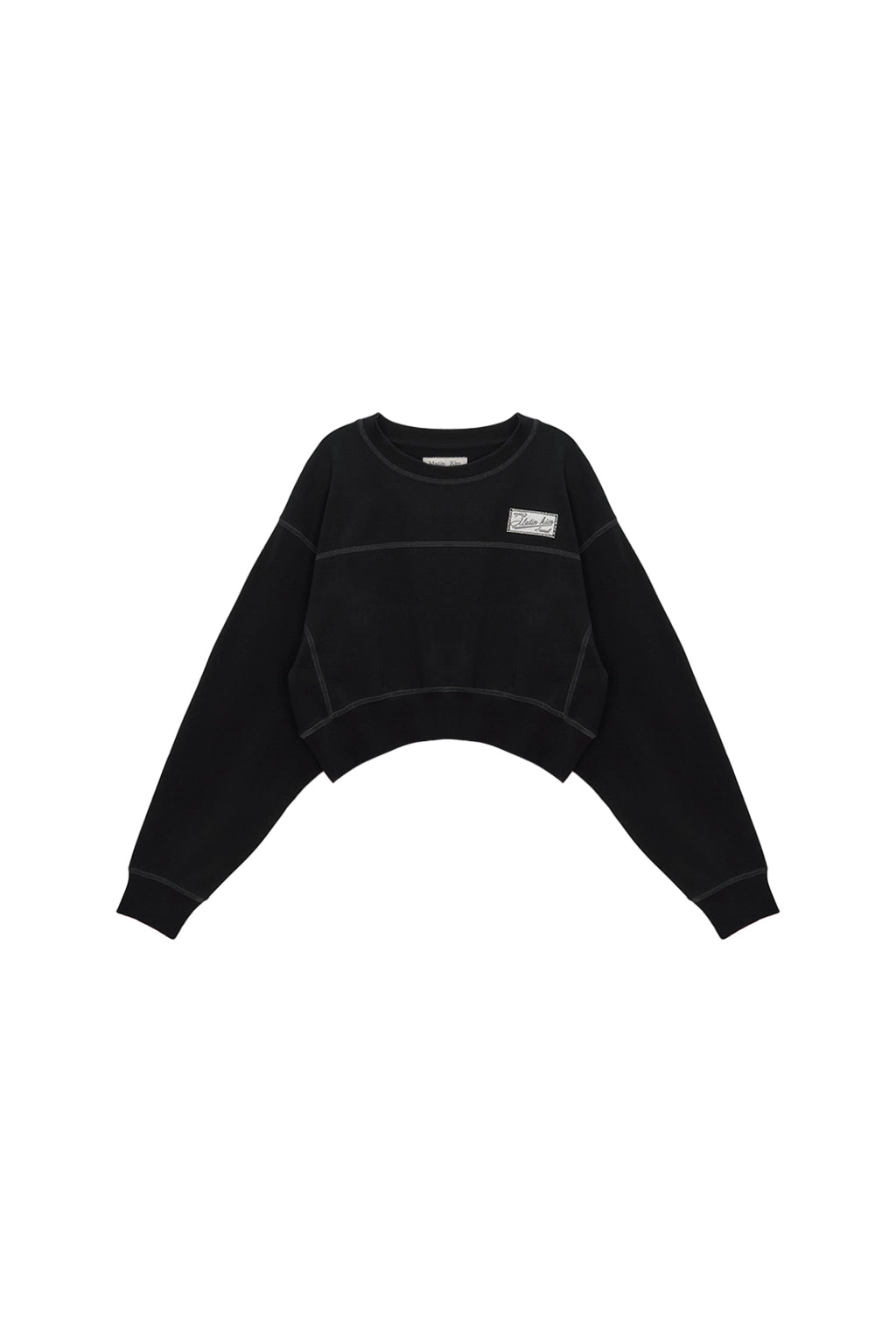 Matin Kim - Stitch Label Crop Sweatshirt (Ivory) product image 8 | TRAB K-Fashion Australia