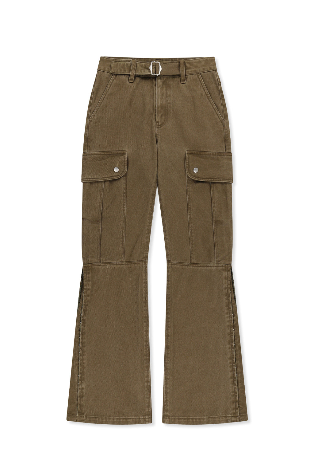 Matin Kim - Multi Hook Bootcut Cargo Pants (Khaki) product image 1 | TRAB K-Fashion Australia