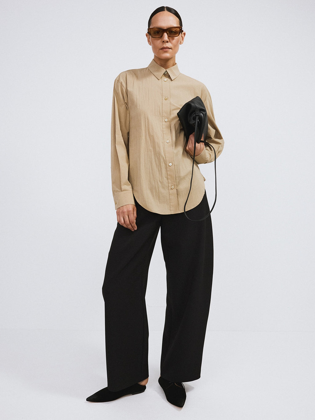 Recto - Open Back Draped Shirt (Khaki Beige) product image 1 | TRAB K-Fashion Australia