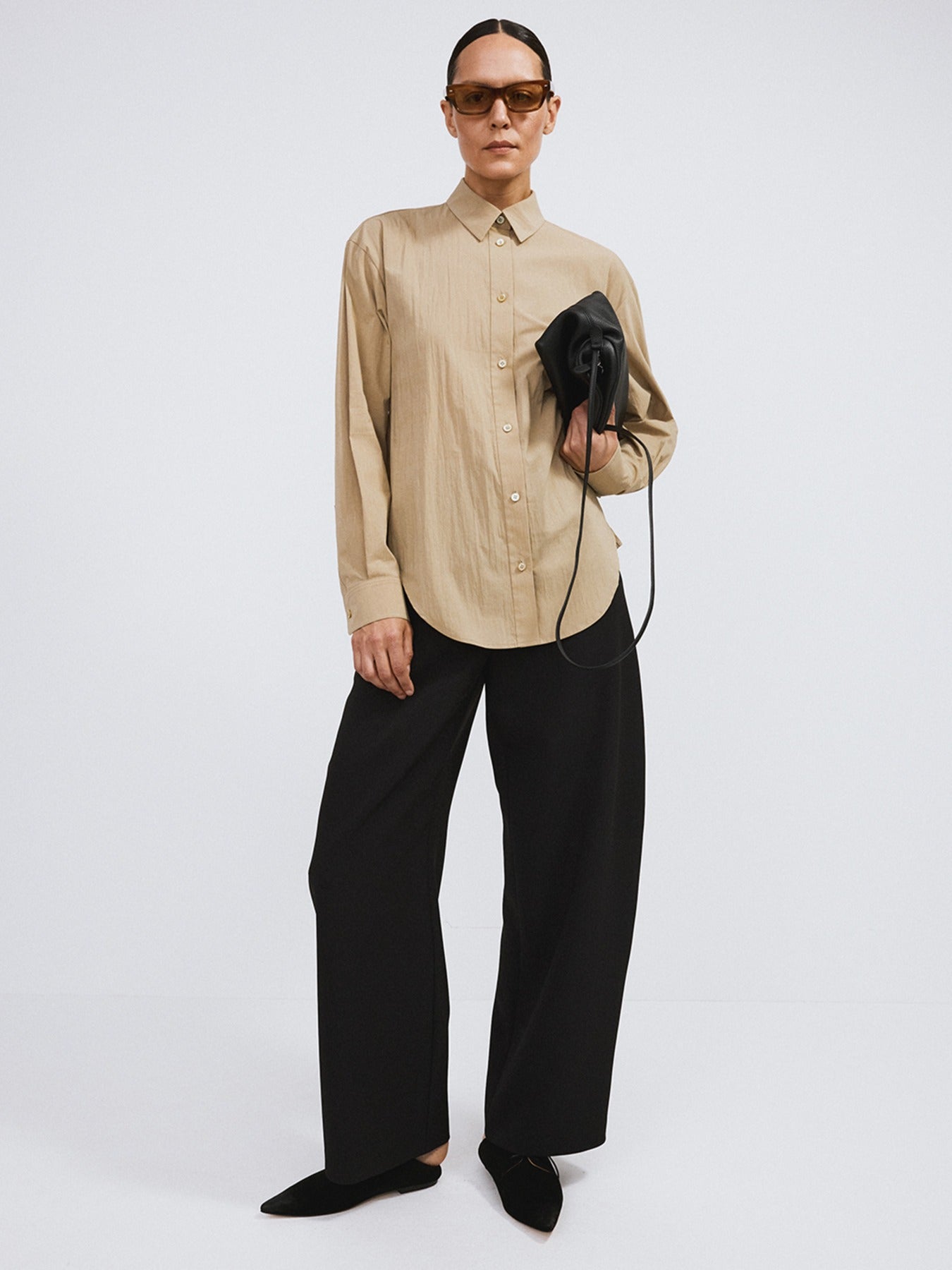 Recto - Open Back Draped Shirt (Khaki Beige) product image 1 | TRAB K-Fashion Australia