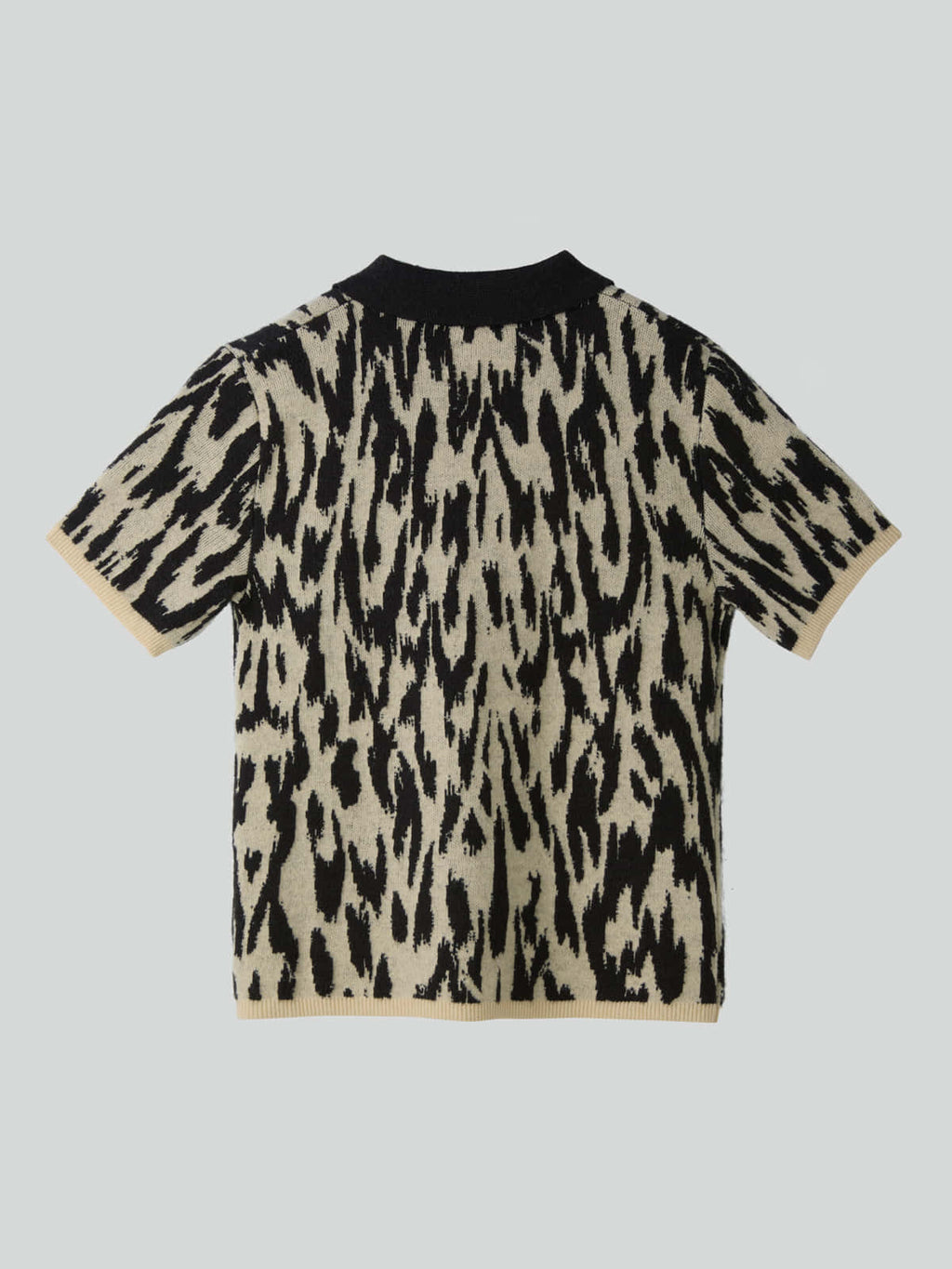 Recto - Leopard Jacquard Polo Knit Top (Dark Brown) product image 7 | TRAB K-Fashion Australia