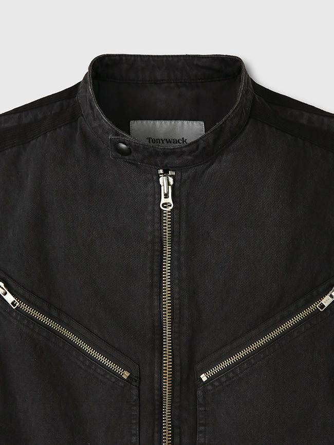 Tonywack - Garment-Dyeing Hard Twist Cotton Café Racer Jacket (Faded Black) product image 10 | TRAB K-Fashion Australia