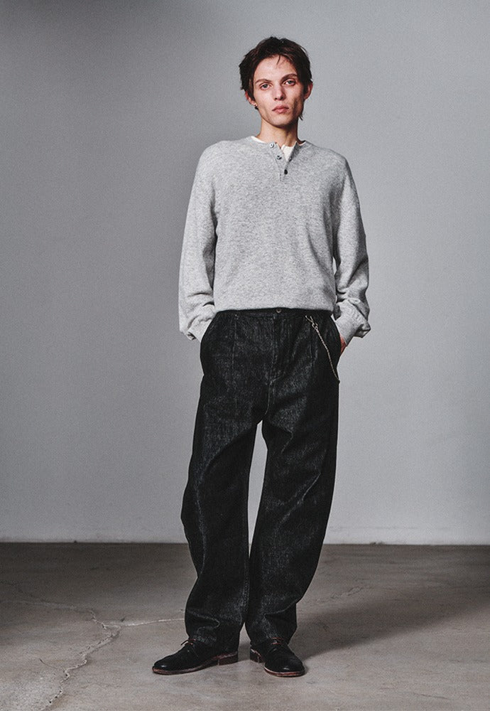 Art if acts - One Tuck Curve Denim Pants (Washed Black) product image 1 | TRAB K-Fashion Australia