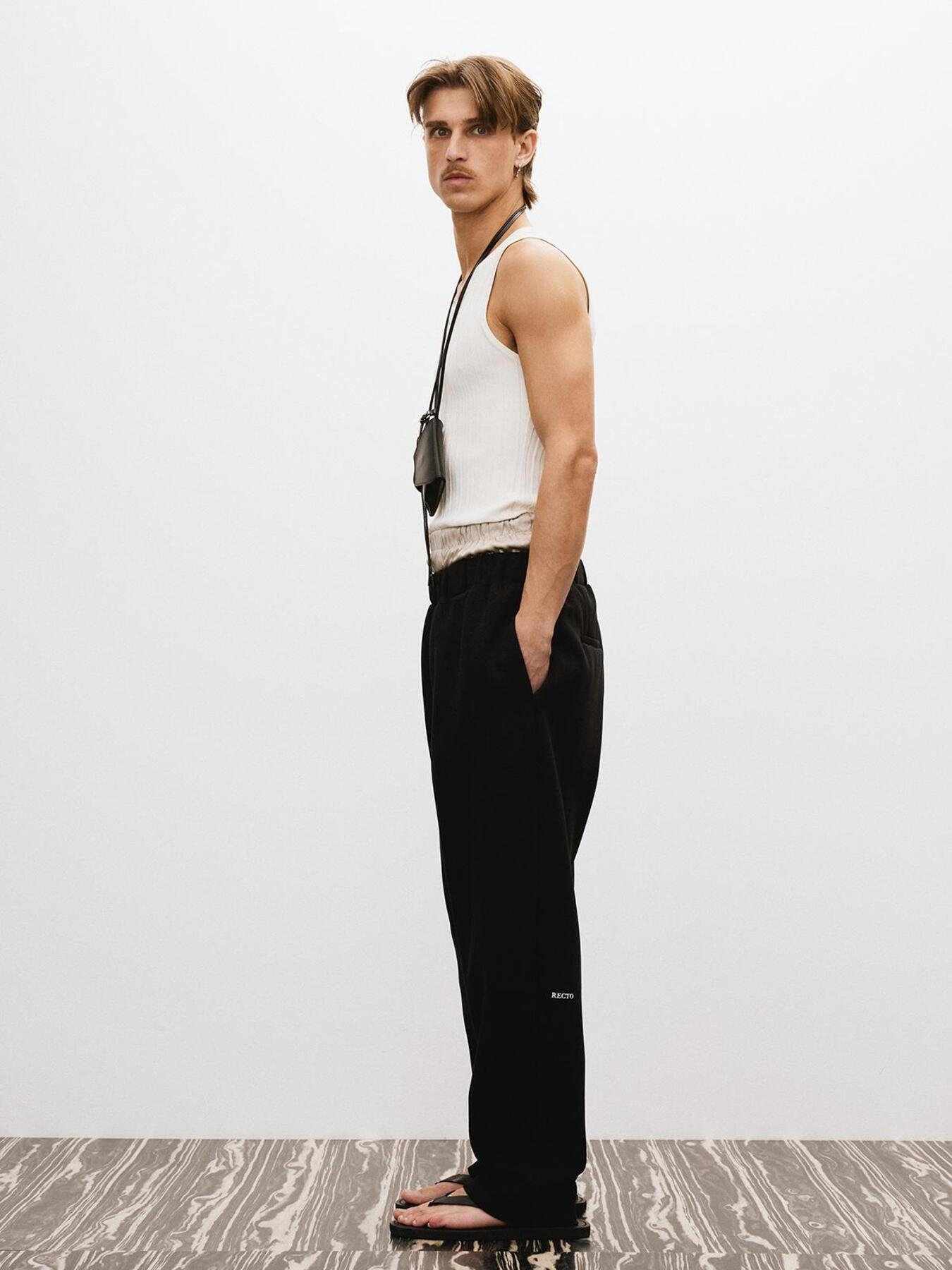 Recto - Wide Banding Loose Fit Sweat Pants (Black) product image 2 | TRAB K-Fashion Australia