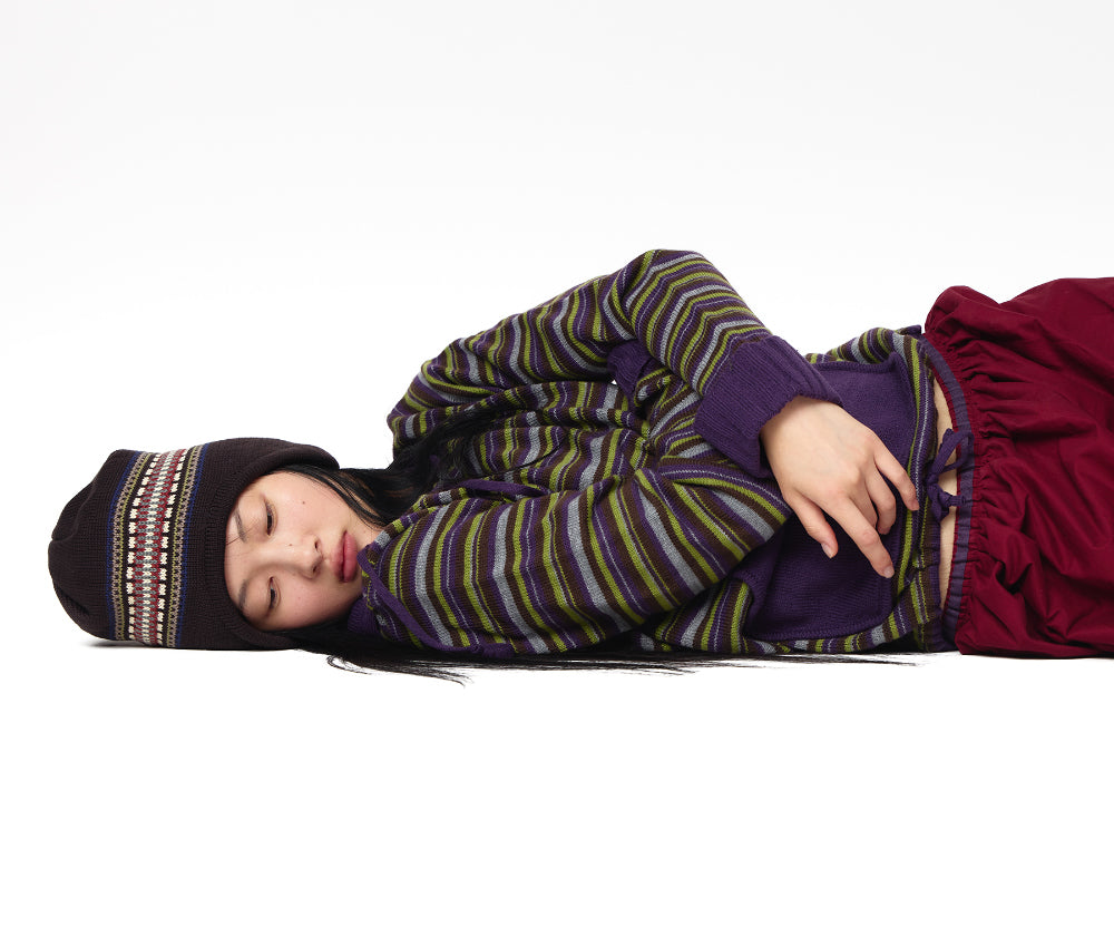 Coyseio - Stripe Knit Hoodie (Purple) product image 2 | TRAB K-Fashion Australia