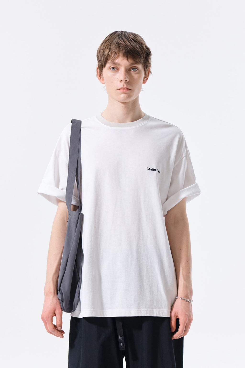 Matin Kim - Tonal Rib Back Logo Top (White) product image 5 | TRAB K-Fashion Australia