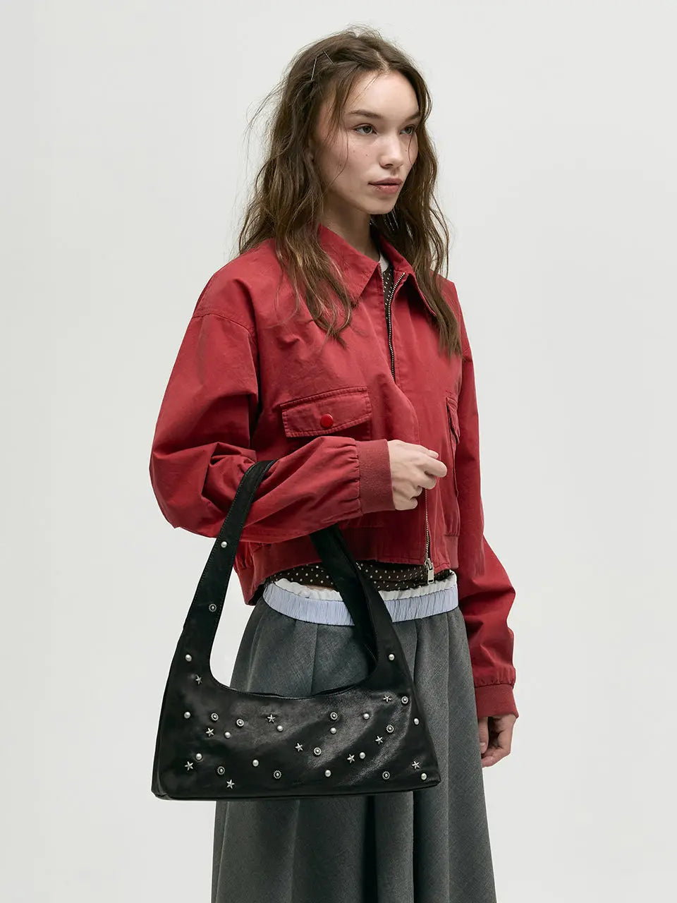 Marge Sherwood - Halter Hobo (Black Studded Washed Nappa) product image 2 | TRAB K-Fashion Australia