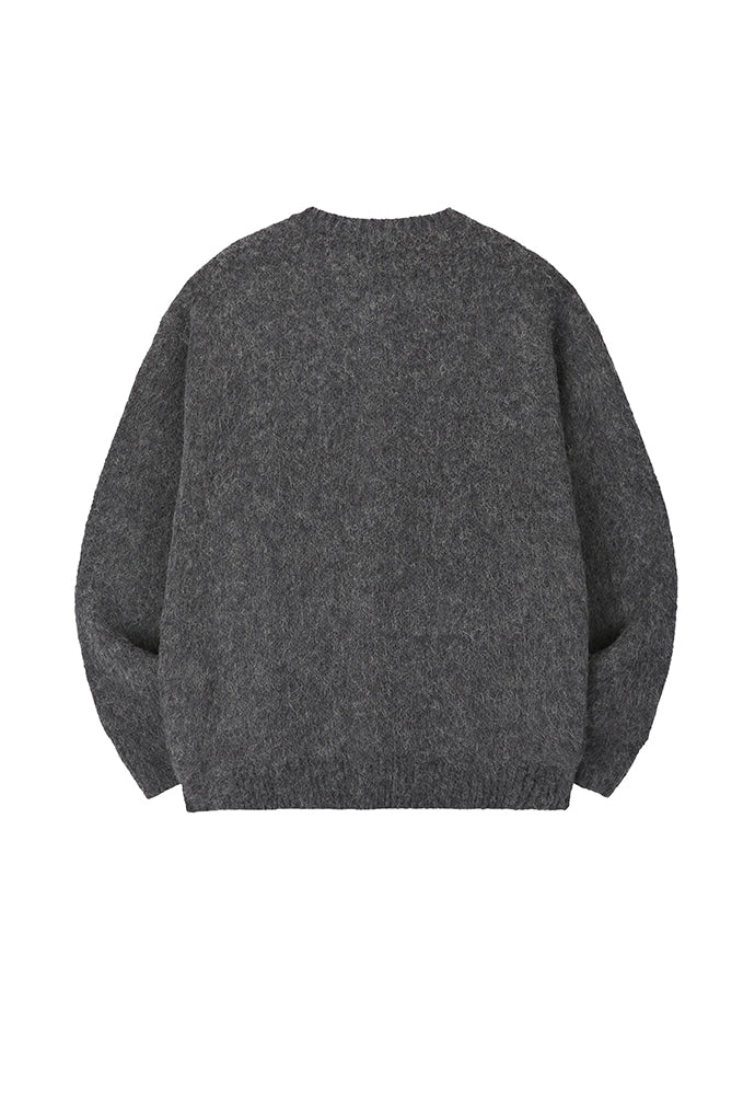 Art if acts - Alpaca Round Neck Cardigan (Charcoal) product image 7 | TRAB K-Fashion Australia