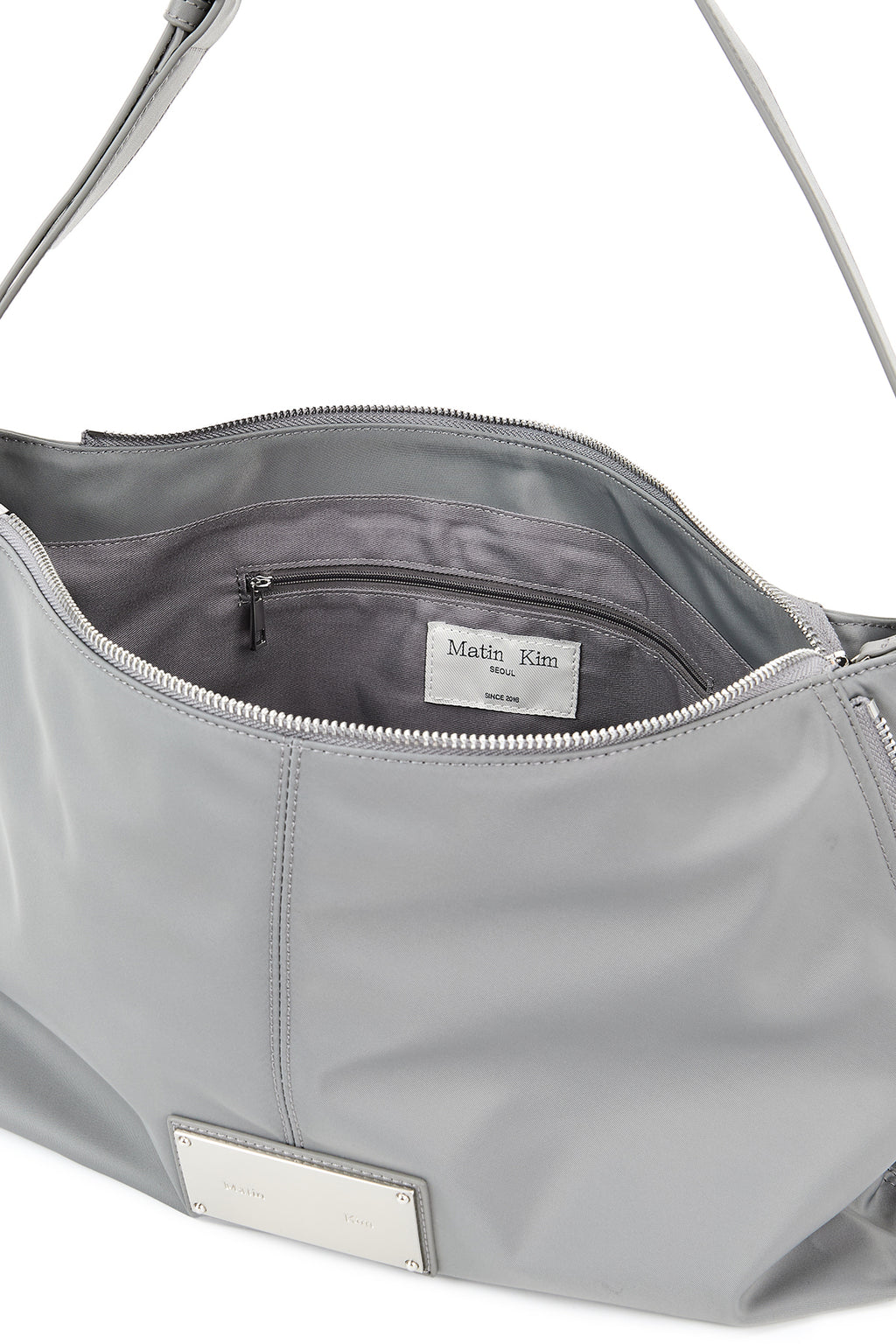 Matin Kim - Side Zipper Fabric Shoulder Bag (Grey) product image 4 | TRAB K-Fashion Australia