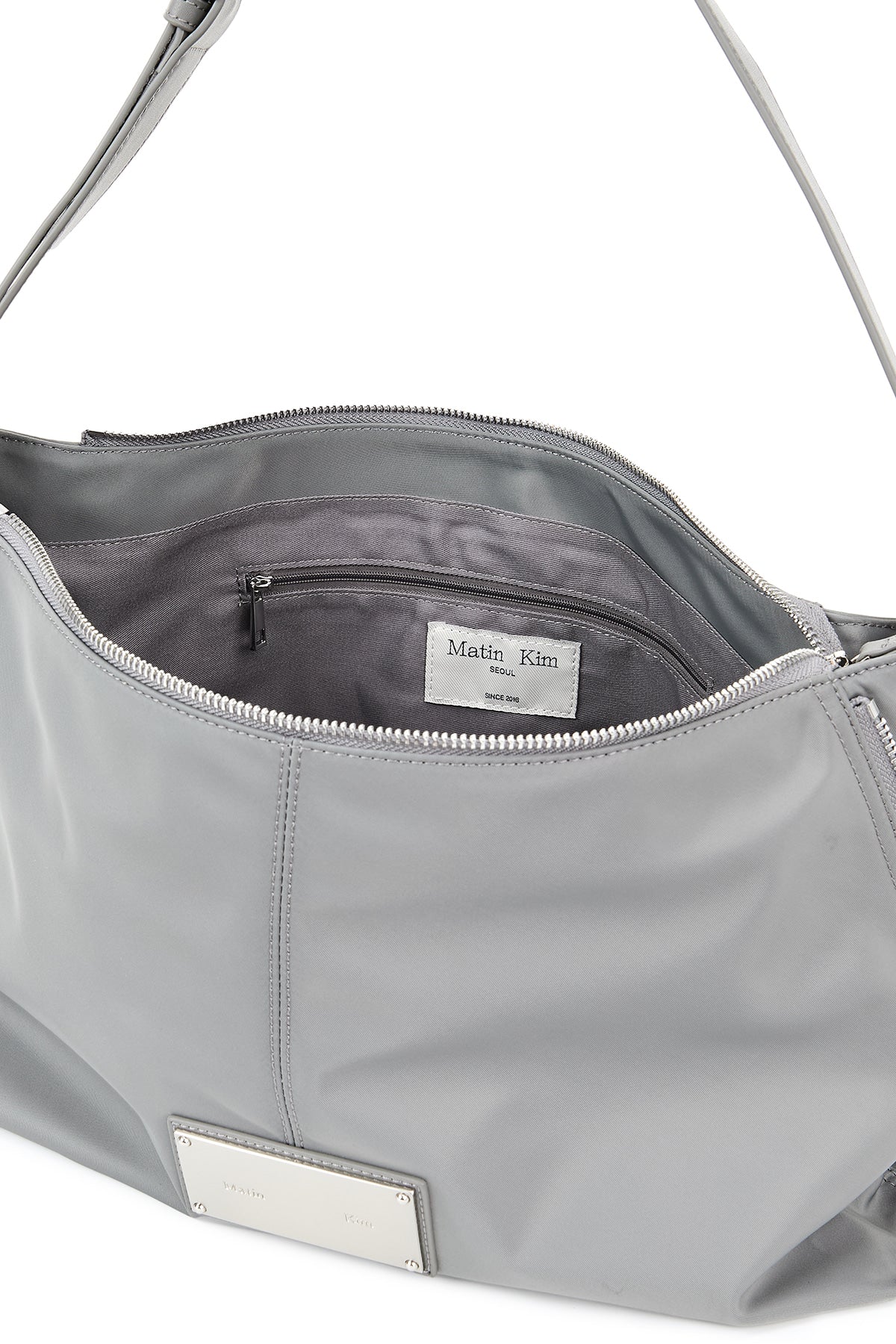 Matin Kim - Side Zipper Fabric Shoulder Bag (Grey) product image 4 | TRAB K-Fashion Australia