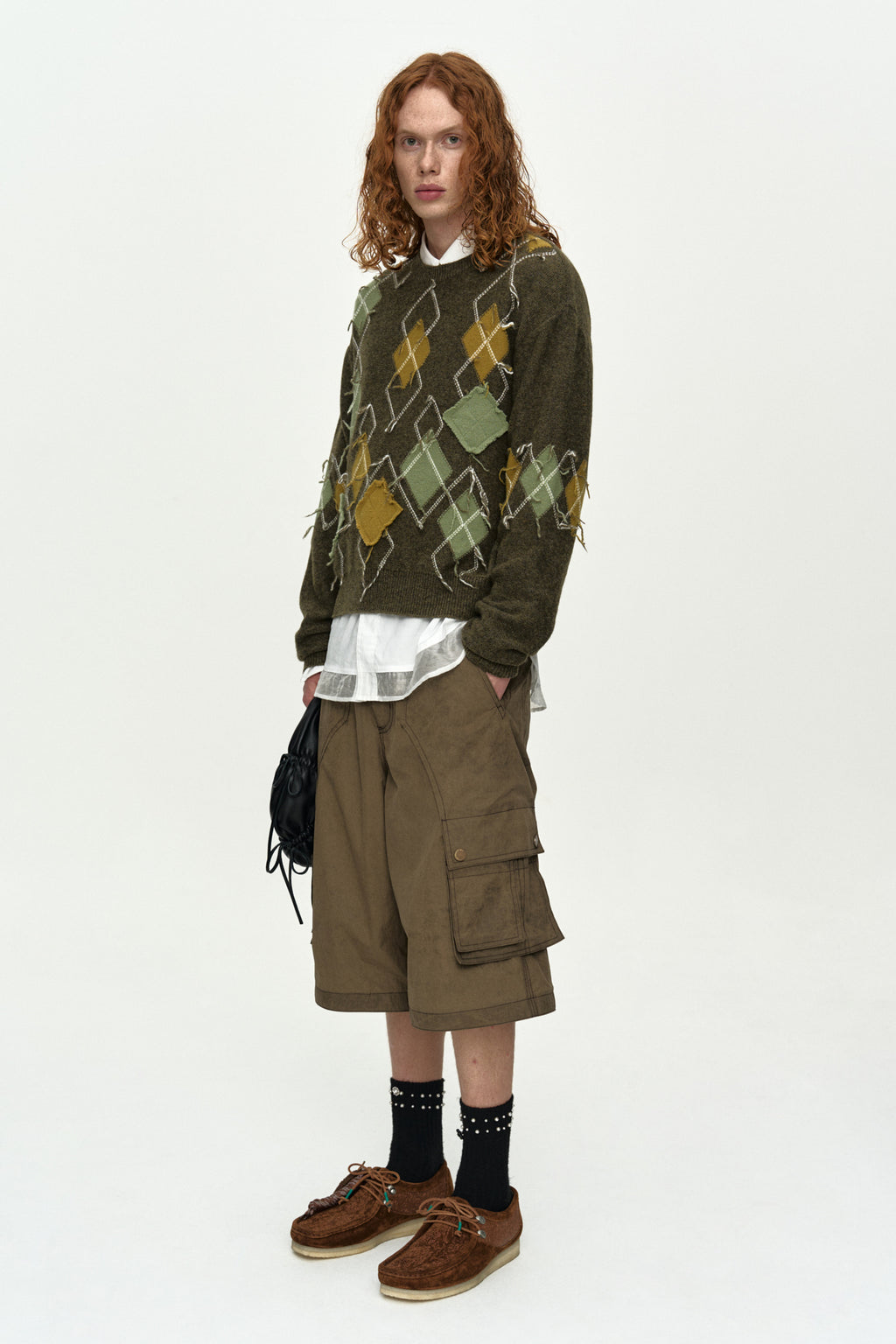 Andersson Bell - Tom Argyle Crew-Neck Sweater (Khaki) product image 6 | TRAB K-Fashion Australia