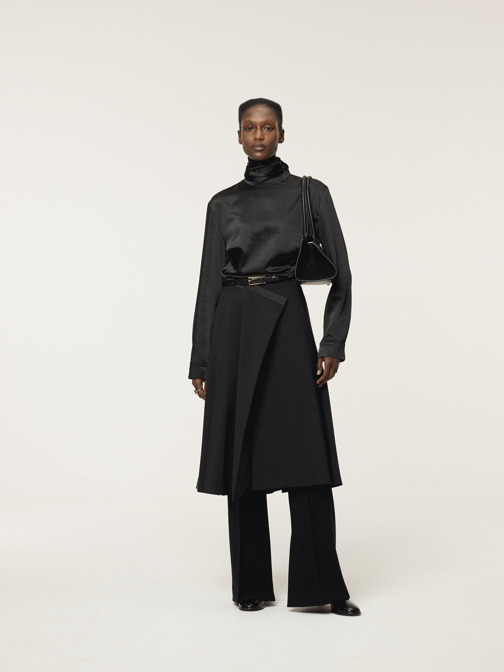 Recto - Open Back Scarf Satin Blouse (Black) product image 2 | TRAB K-Fashion Australia