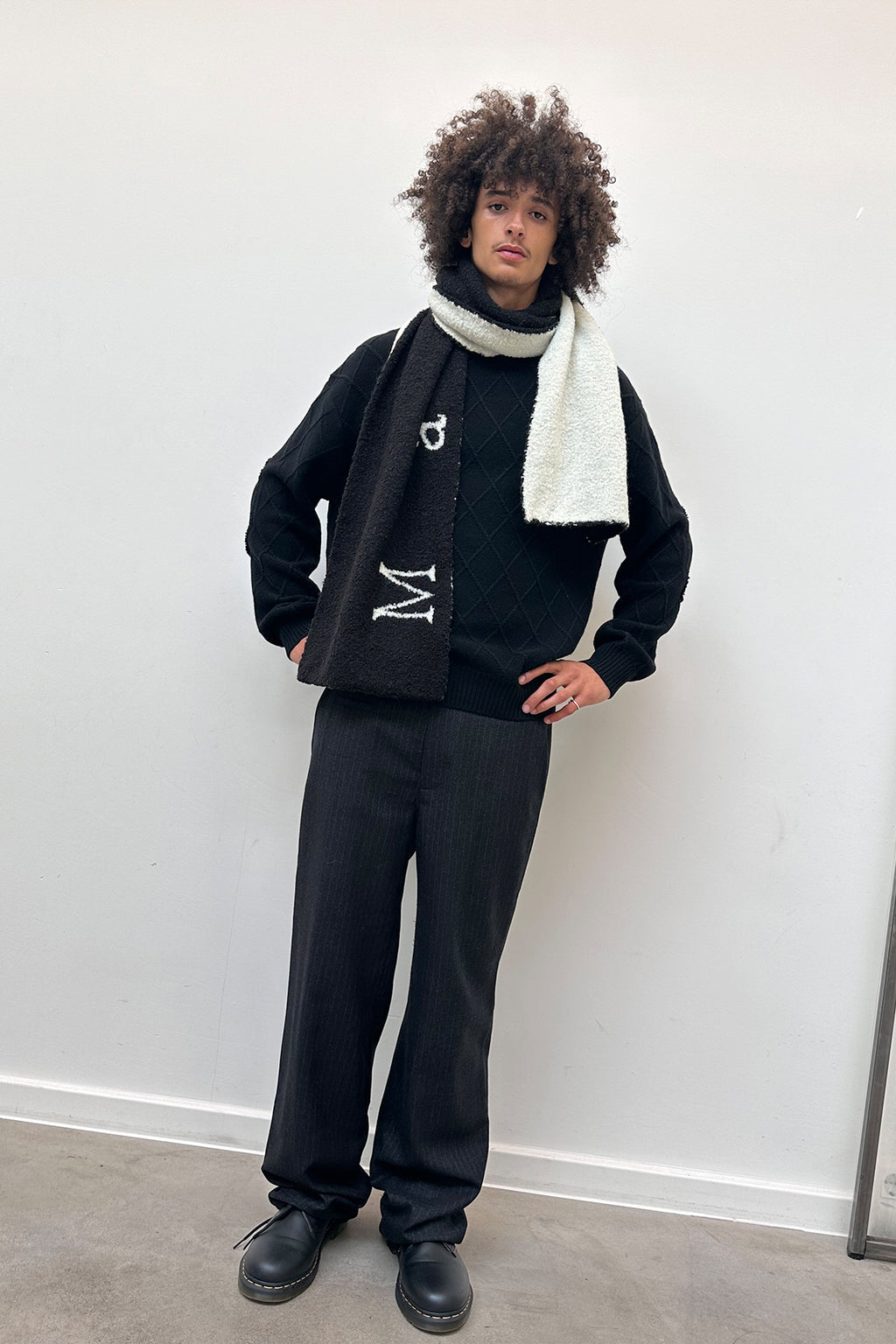 Matin Kim - Detail Point Stripe Trouser (Black) product image 7 | TRAB K-Fashion Australia