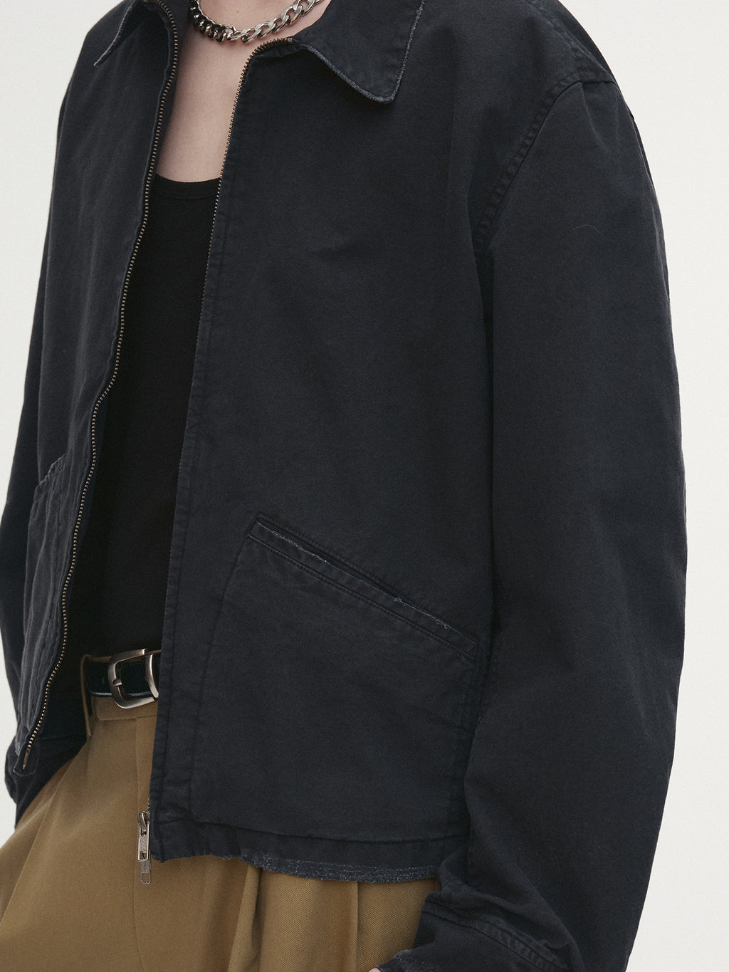Tonywack - Garment-Dyed Cotton Distressed Mechanic Jacket (Faded Black) product image 5 | TRAB K-Fashion Australia