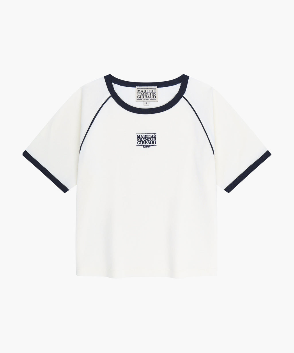 Marithe & Francois Girbaud - Aerocool Small Classic Logo Ringer Slim Crop Tee (Ivory) product image 6 | TRAB K-Fashion Australia