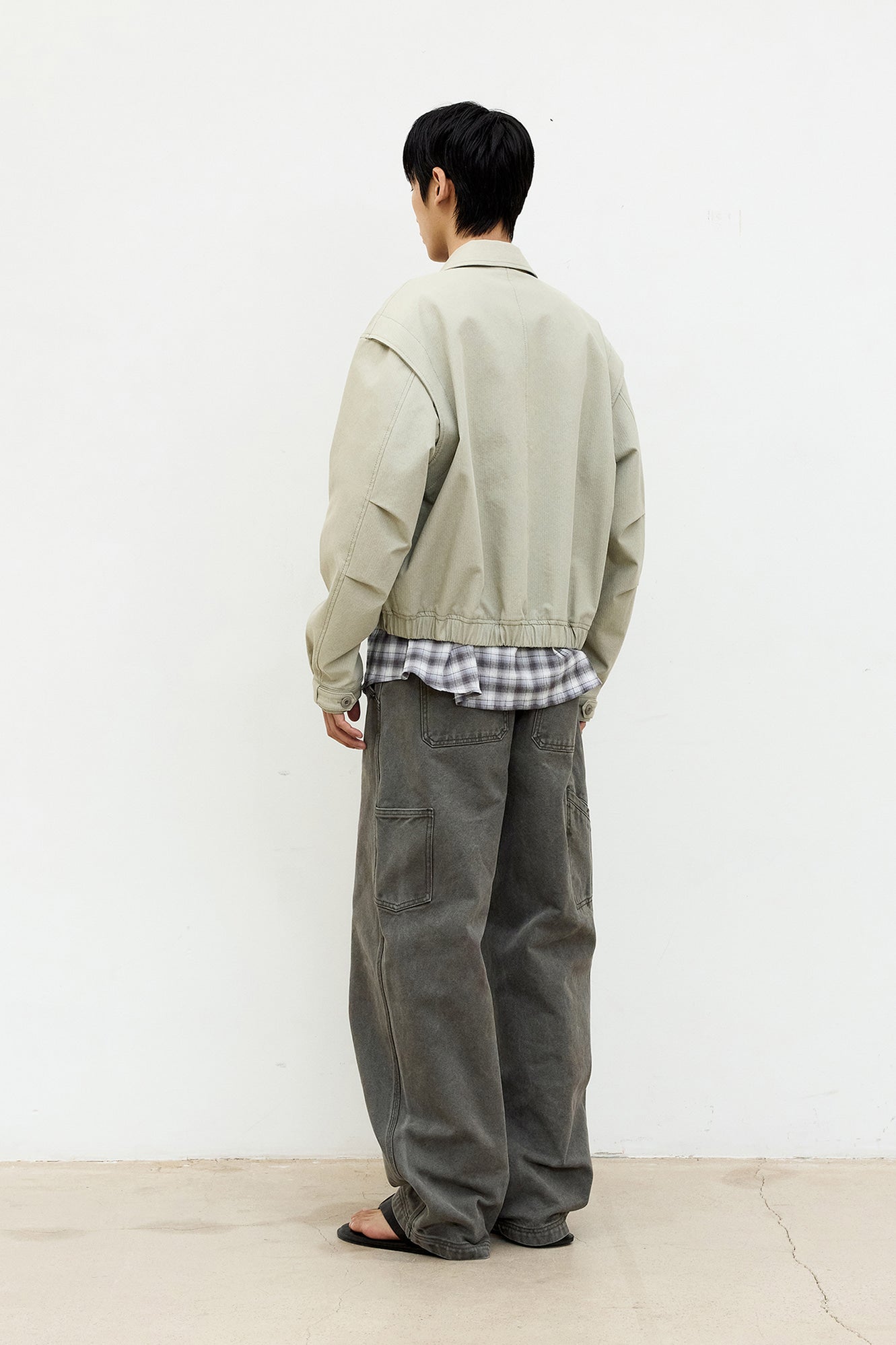 Coor - Stripe Cotton Button Blouson (Pale Green) product image 4 | TRAB K-Fashion Australia