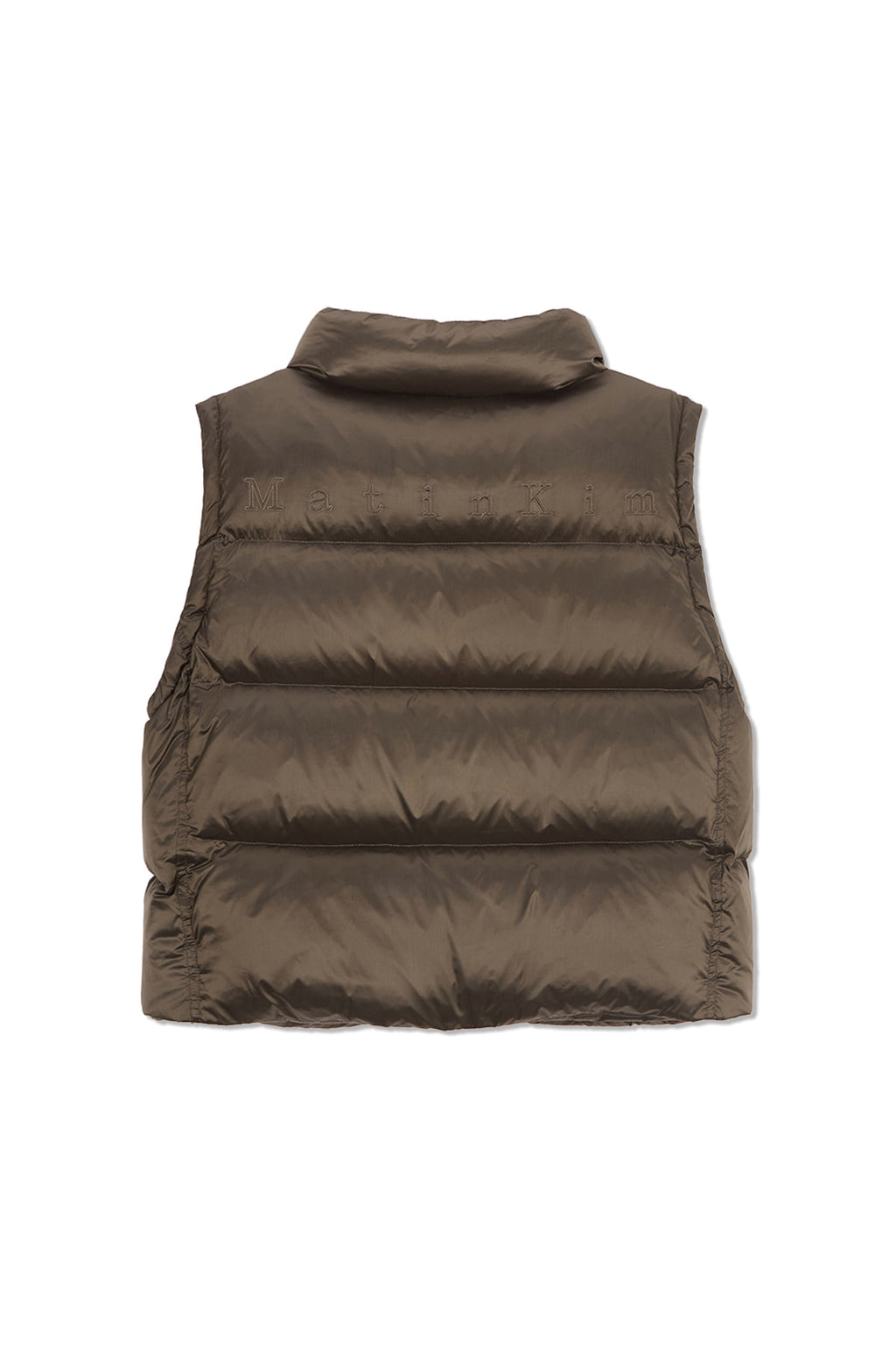 Matin Kim - Unbalance Quilted Down Vest (Khaki Brown) product image 2 | TRAB K-Fashion Australia