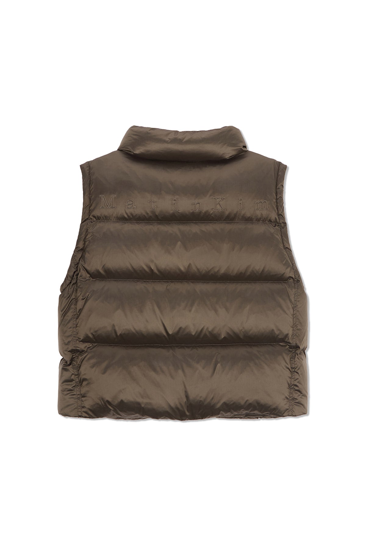 Matin Kim - Unbalance Quilted Down Vest (Khaki Brown) product image 2 | TRAB K-Fashion Australia