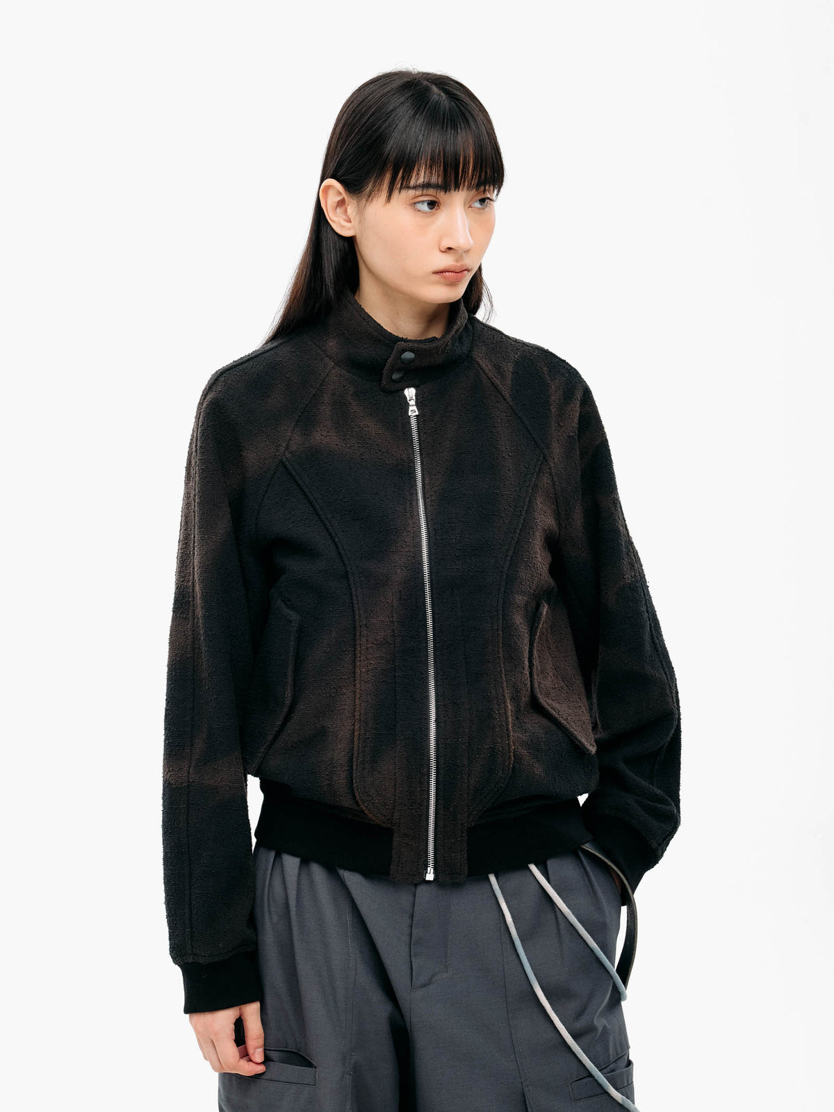 Jiyong Kim - Sun-Bleached High Neck Blouson (Black) product image 6 | TRAB K-Fashion Australia
