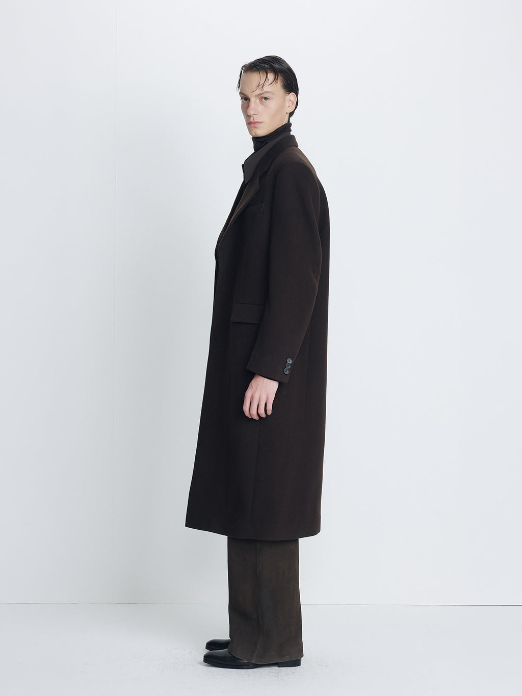 Tonywack - Wool And Cashmere Tailored Coat (Deep Brown) product image 2 | TRAB K-Fashion Australia