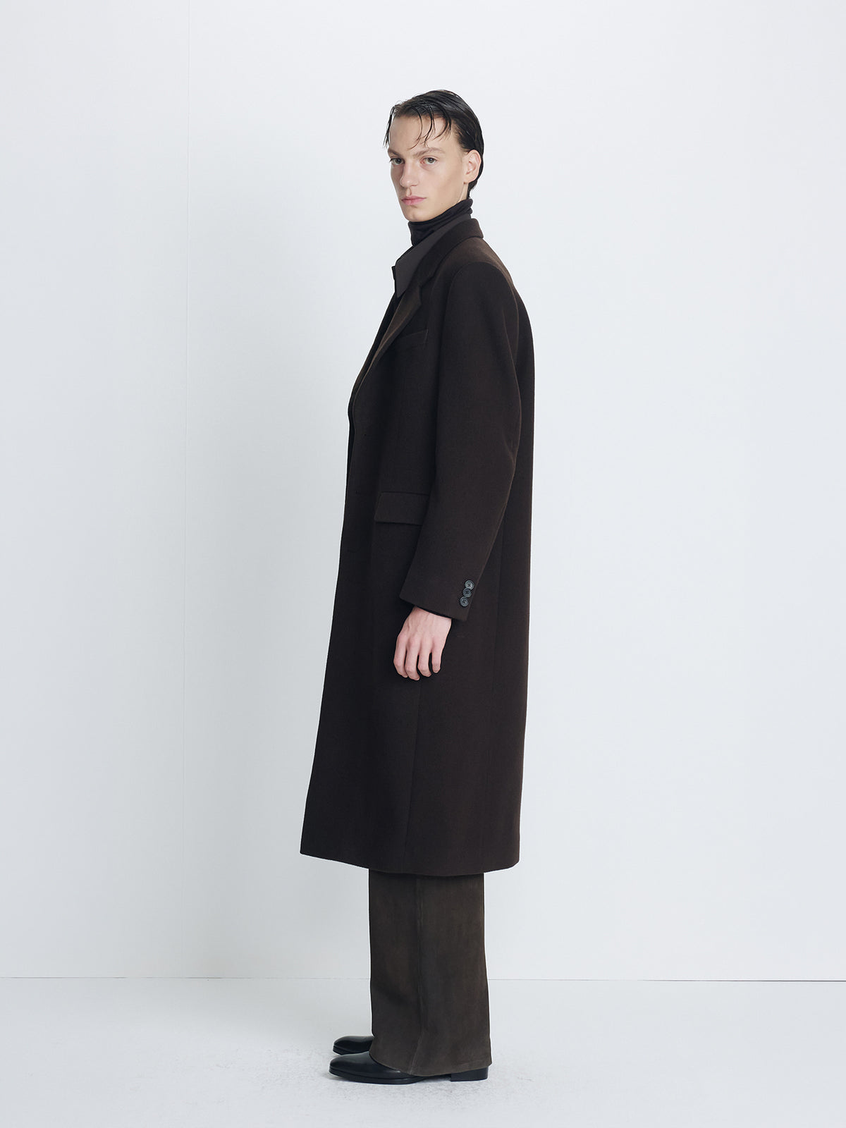 Tonywack - Wool And Cashmere Tailored Coat (Deep Brown) product image 2 | TRAB K-Fashion Australia