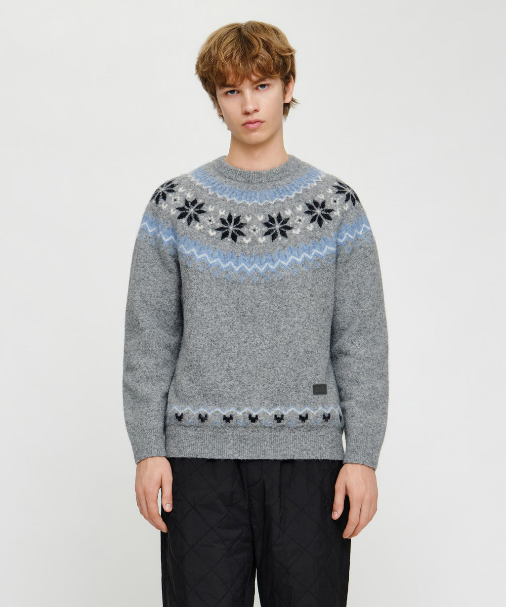 Marithe & Francois Girbaud - Small Classic Logo Nordic Knit Pullover (Melange Gray) product image 1 | TRAB K-Fashion Australia